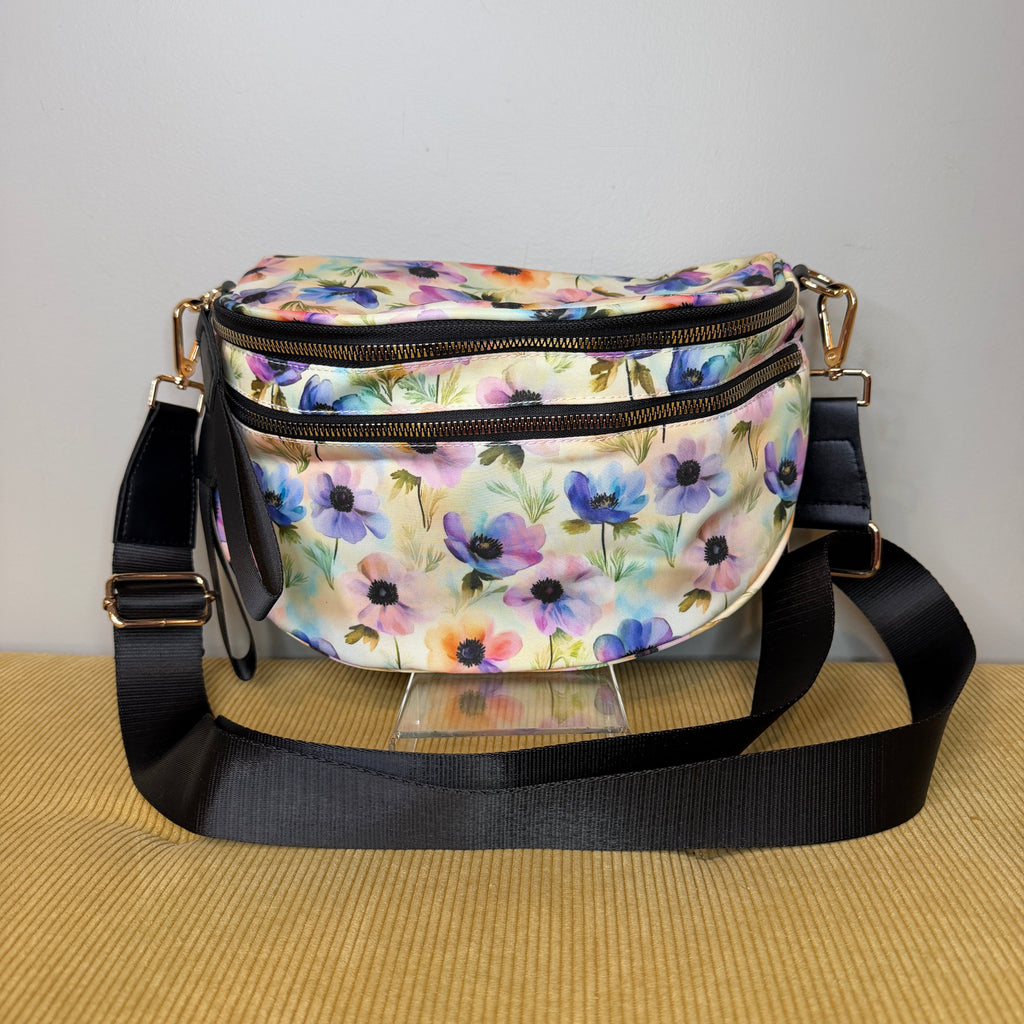 The Roni Nylon Crossbody - Watercolor Poppy Floral
