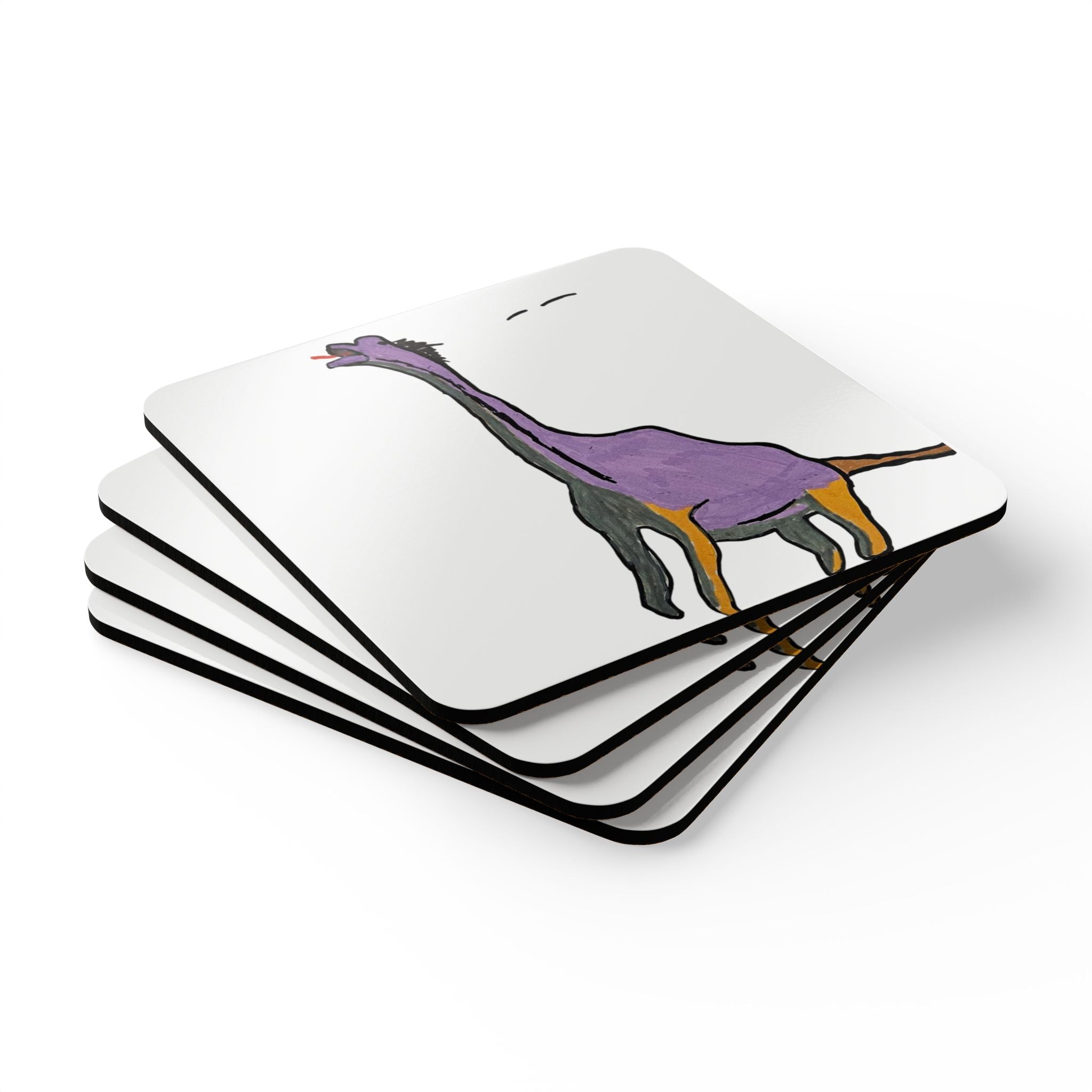 Brachy the Brachiosaurus Coaster Set — Cute Dinosaur Drink Coasters (Set of 4)