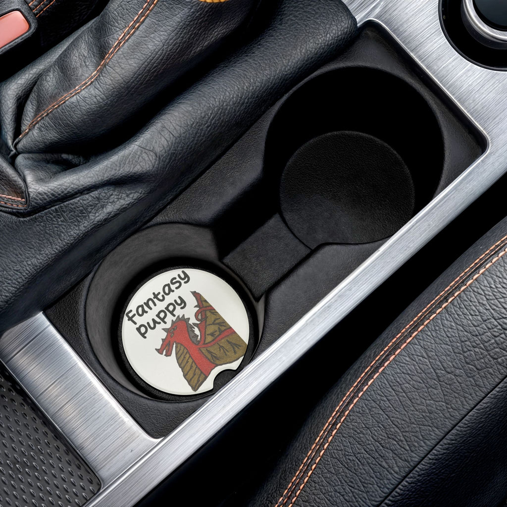 Dragon Landscape Soapstone Car Coaster — Fantasy Dragon Car Cup Holder Insert