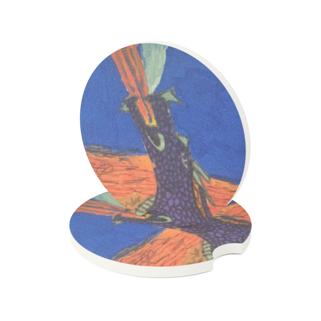 Purple Dragon Soapstone Car Coaster — Fantasy Dragon Car Cup Holder Insert