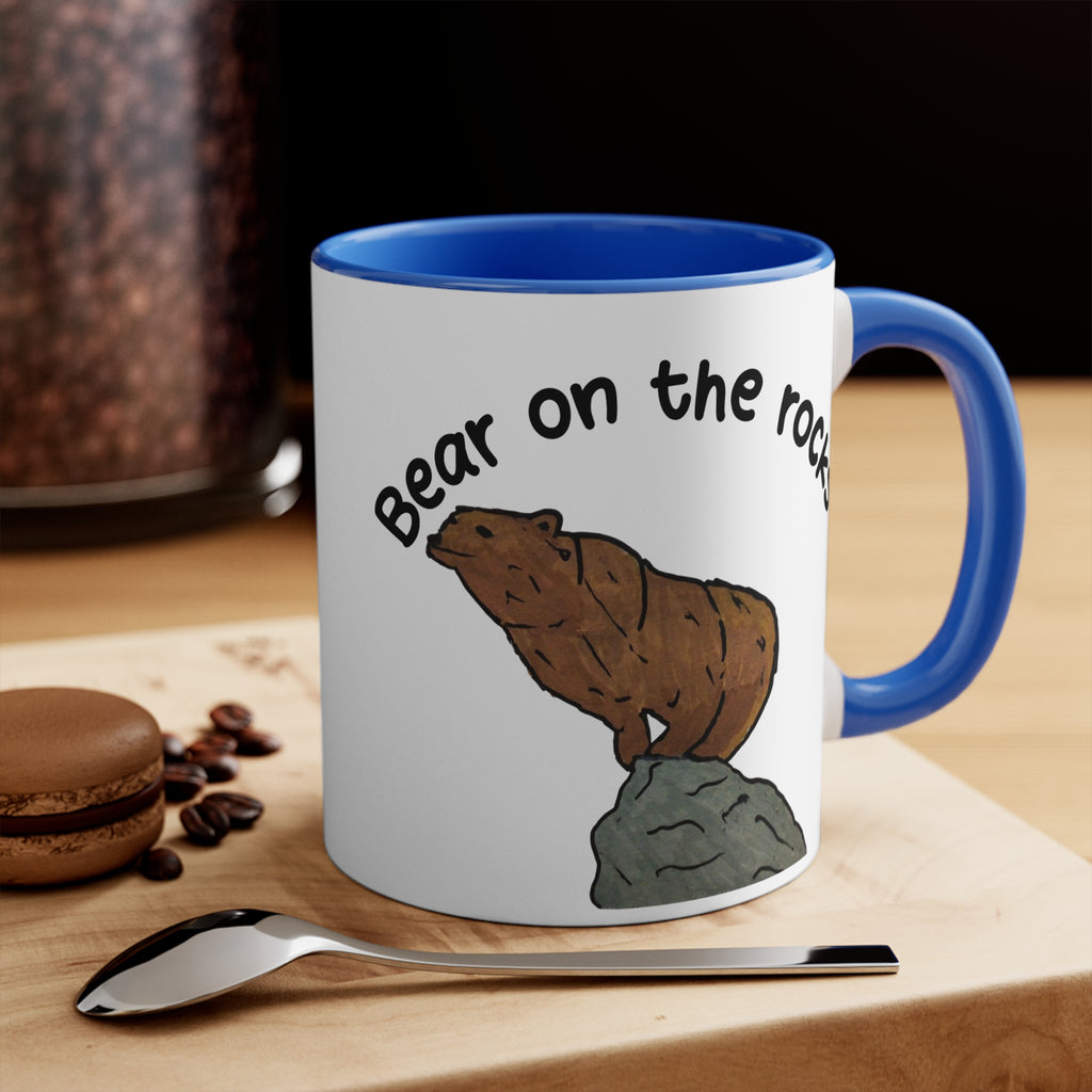 Bear on the Rocks 11oz Accent Mug — Rustic Nature Coffee Cup