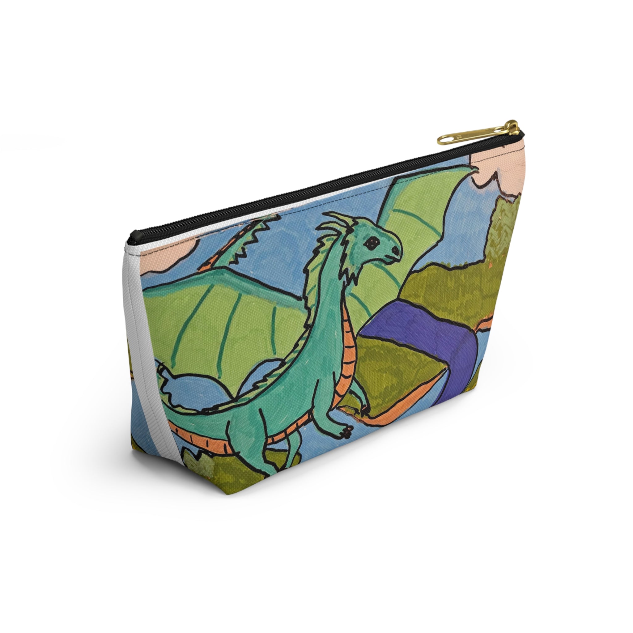 Dragon Landscape Accessory Pouch — T‑Bottom Makeup & Travel Organizer
