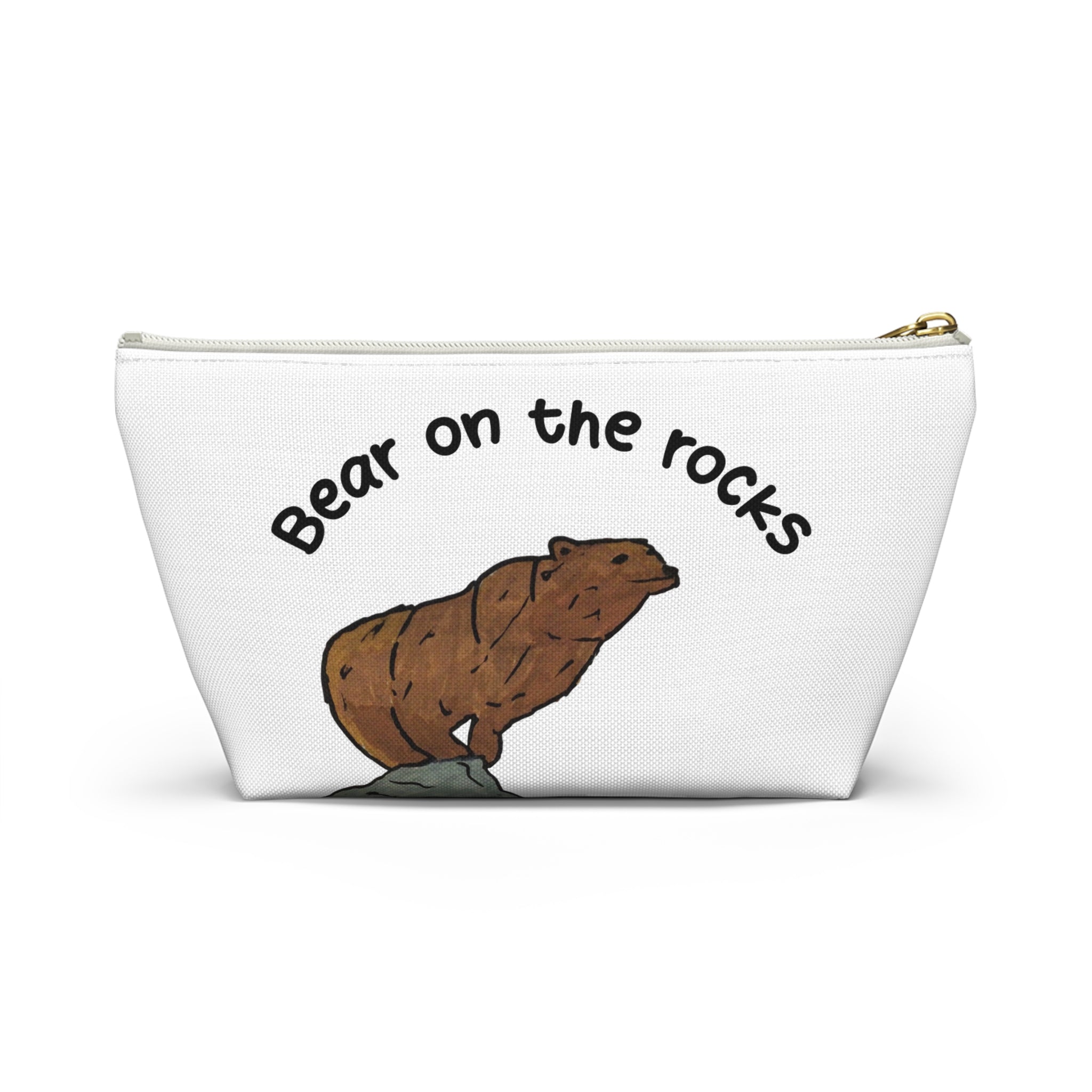 Whimsy Grr | Bear on the Rocks Accessory Pouch — Cute Wildlife Makeup & Travel Bag
