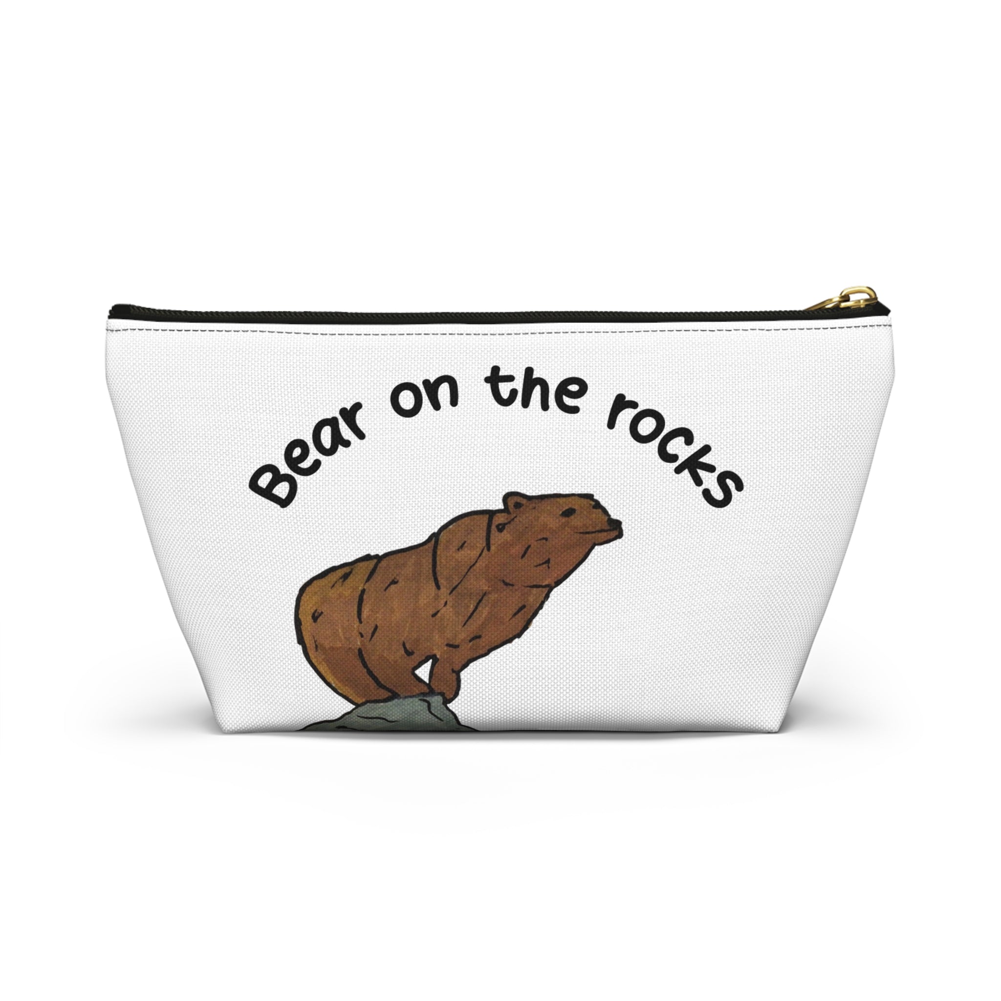 Whimsy Grr | Bear on the Rocks Accessory Pouch — Cute Wildlife Makeup & Travel Bag