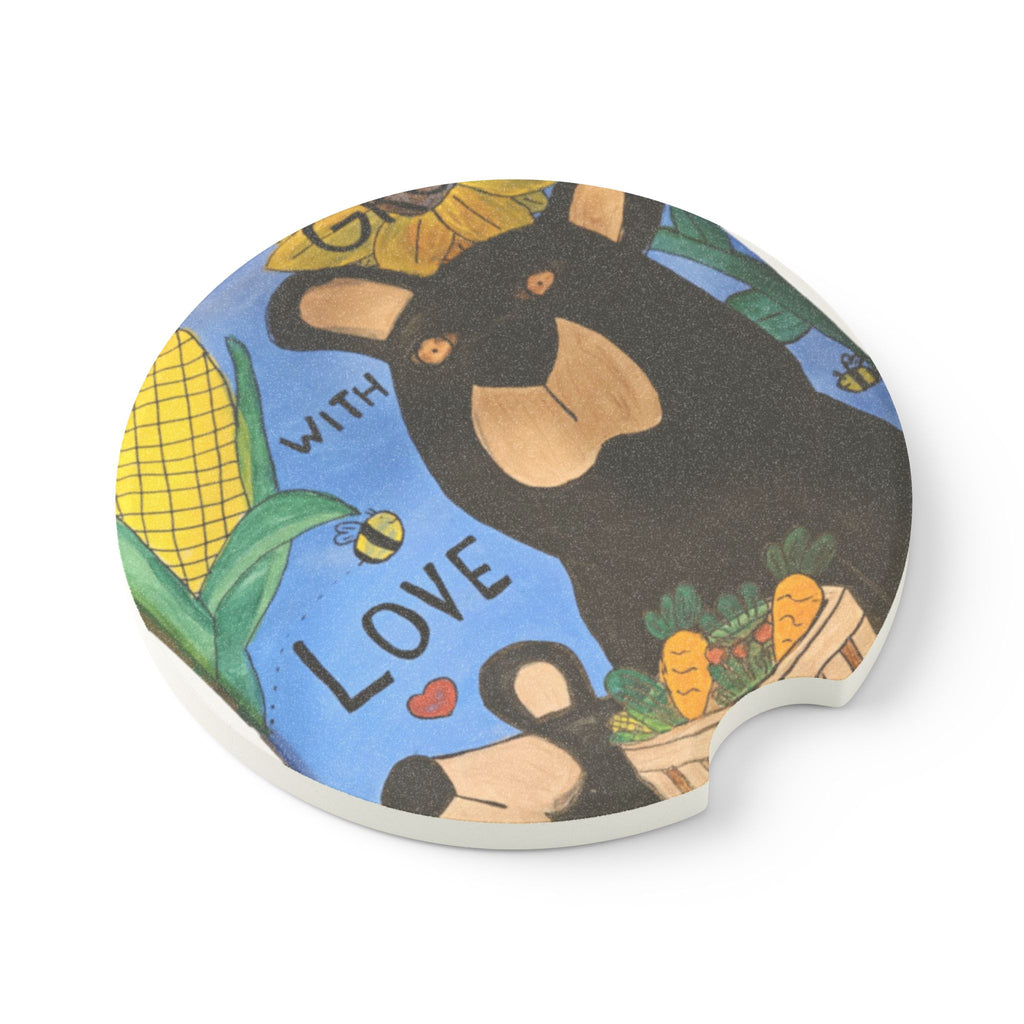 Copy of You Are My Sunshine Bear Soapstone Car Coaster — Cute Sunflower Car Cup Holder Insert