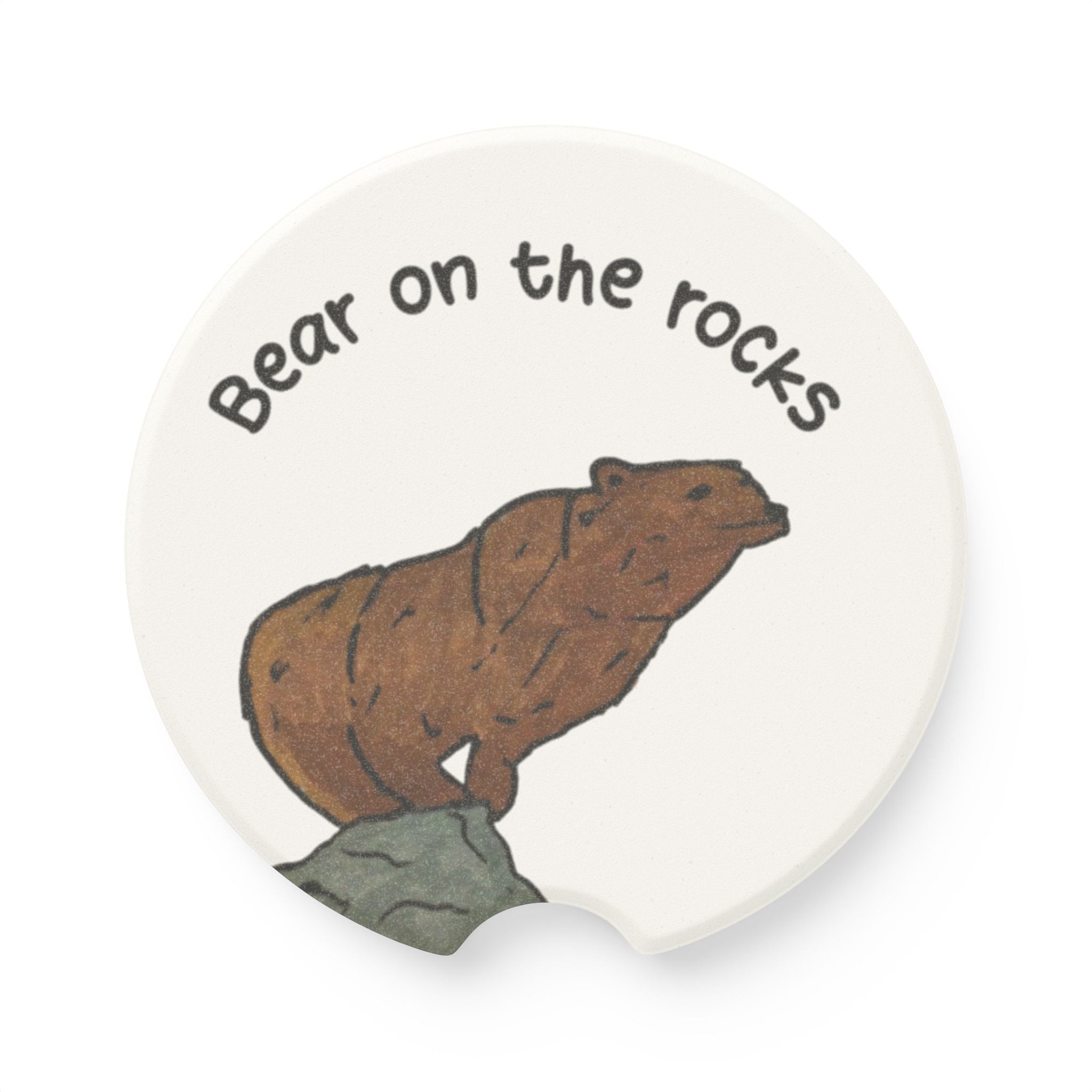 Bear on the rocks Soapstone Car Coaster