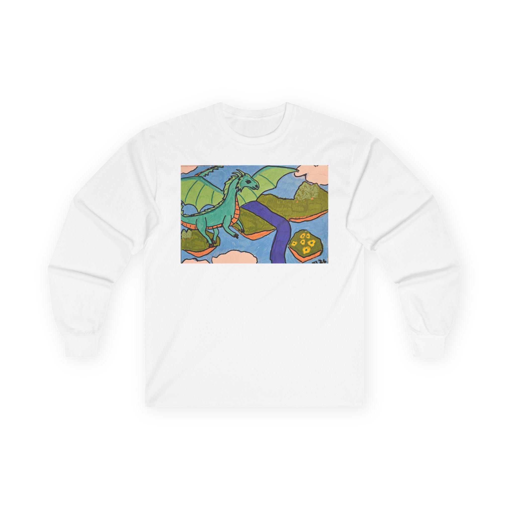 Dragon Landscape Unisex Long Sleeve Tee — Fantasy Dragon Art Long-Sleeve