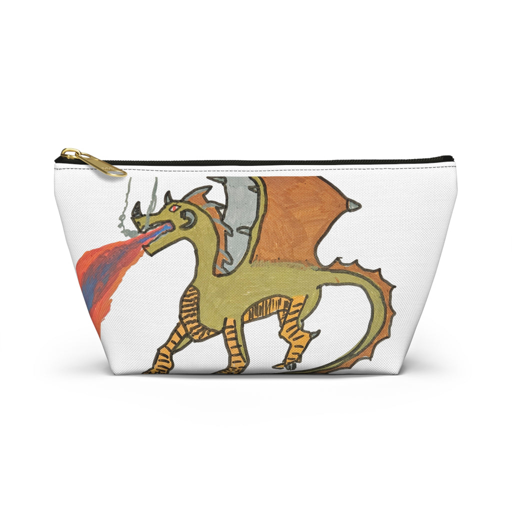 No Wings No Glory Accessory Pouch — Whimsical Hand-Drawn Dragon Makeup Bag