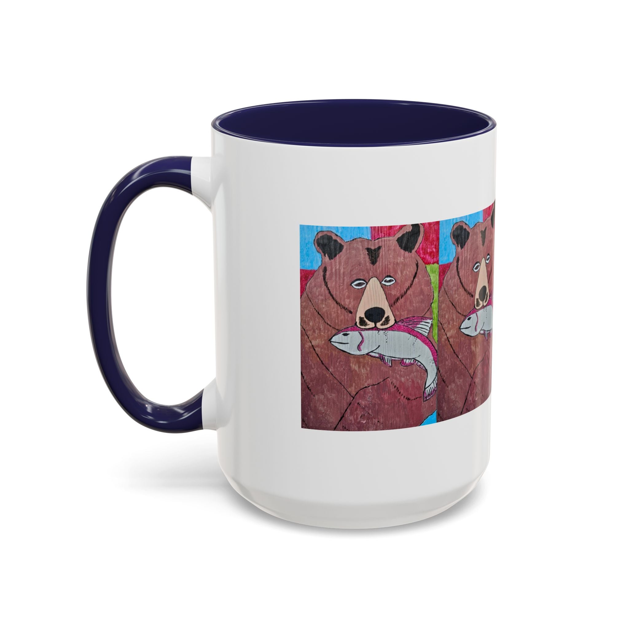 Whimsy Grr | Griffish the Grizz Accent Mug (11oz & 15oz) — Grizz with a Fish Coffee Mug