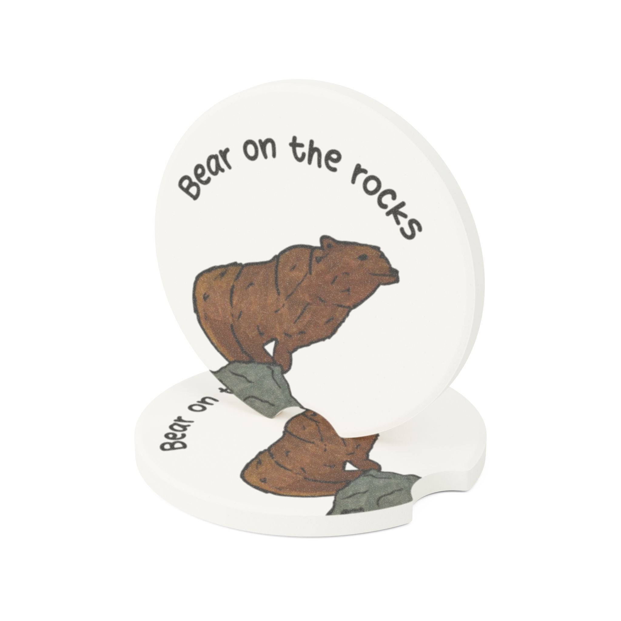 Bear on the rocks Soapstone Car Coaster