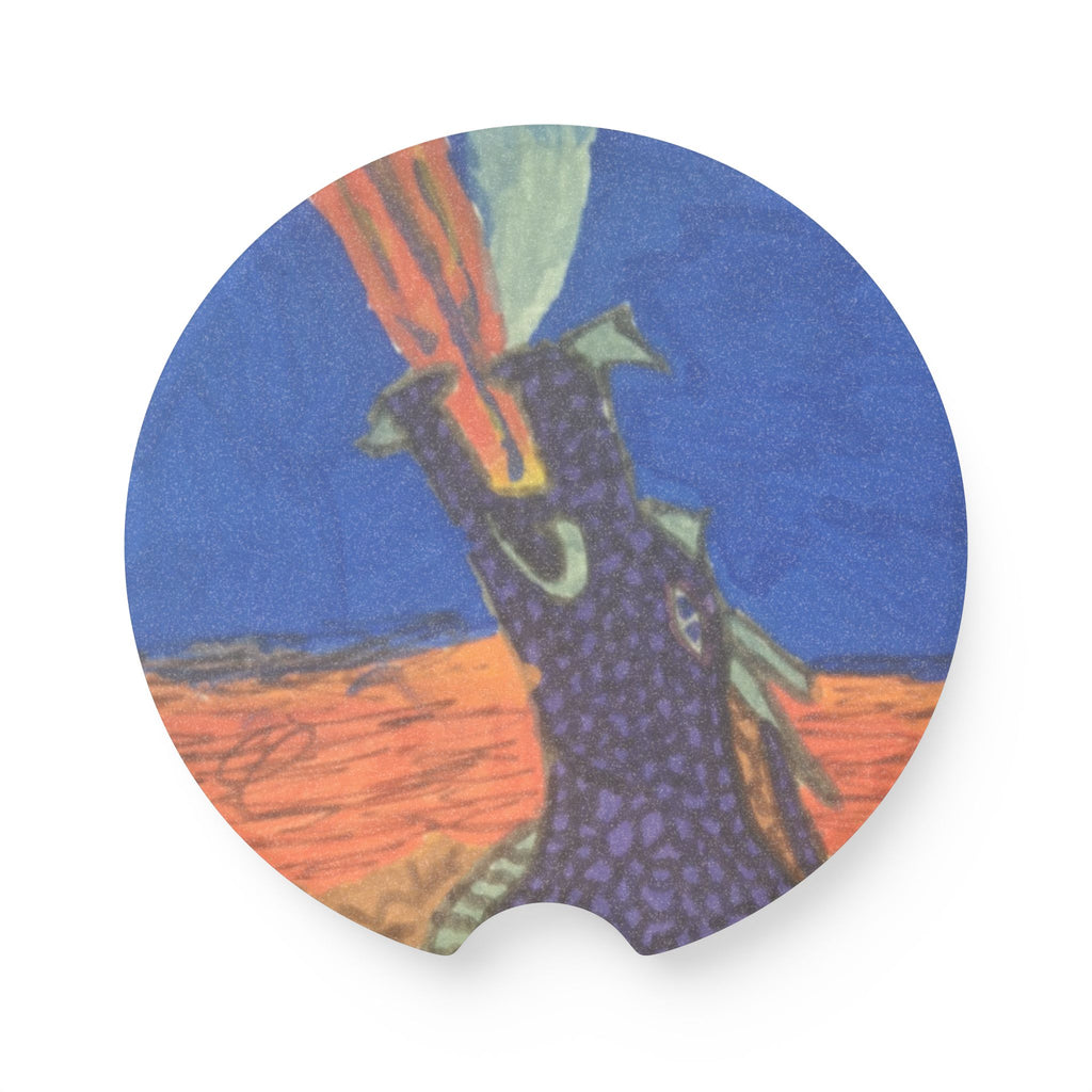 Purple Dragon Soapstone Car Coaster — Fantasy Dragon Car Cup Holder Insert