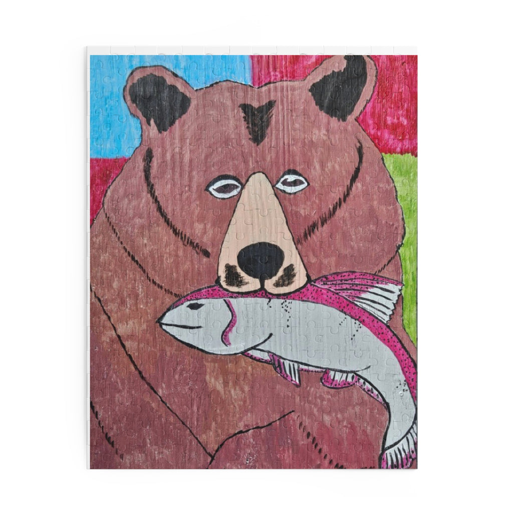 Grizz with a fish Puzzle — Wildlife Jigsaw (120/252/500 pcs)
