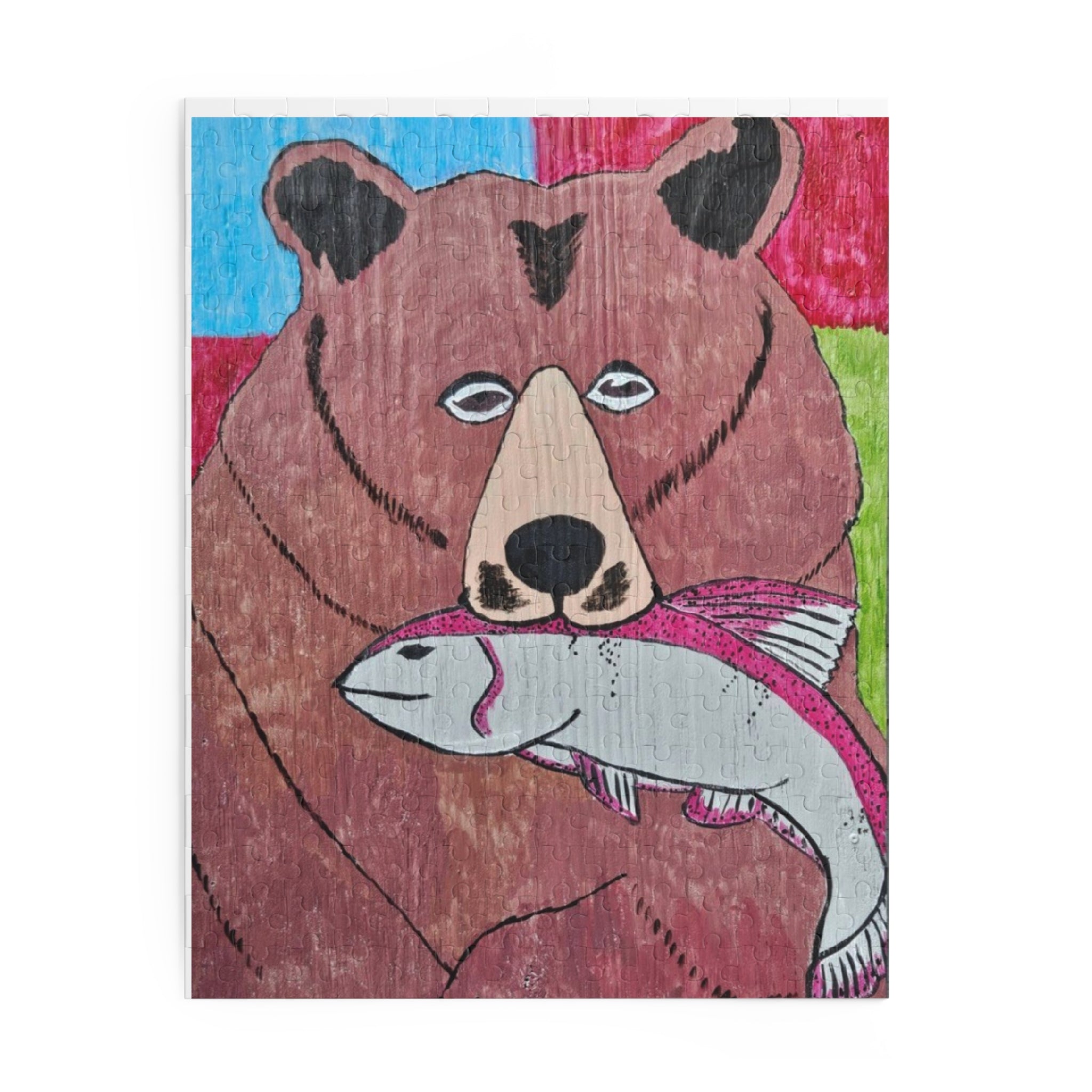Grizz with a fish Puzzle — Wildlife Jigsaw (120/252/500 pcs)