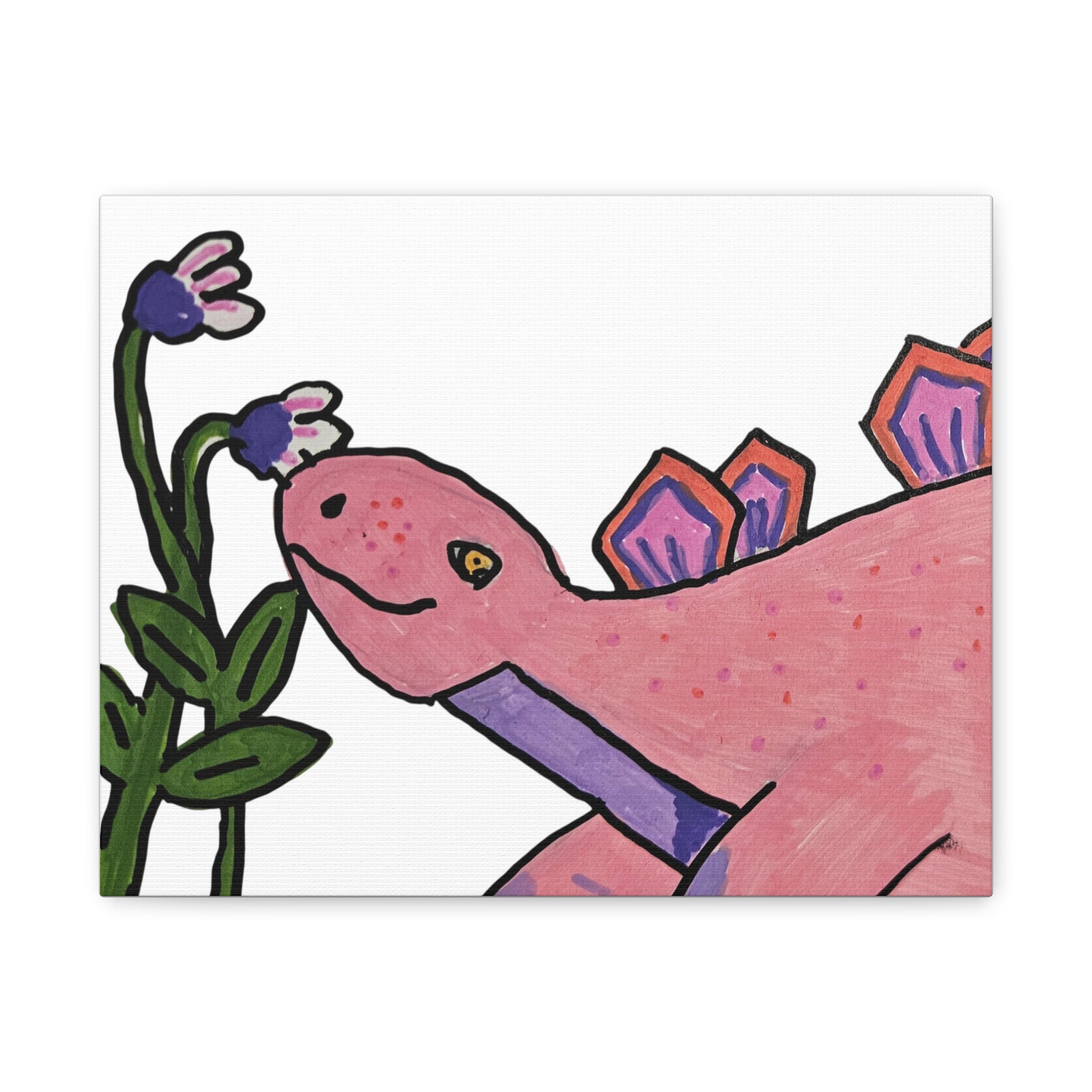 Pink Stegosaurus Canvas Art — Whimsical Dino Wall Decor