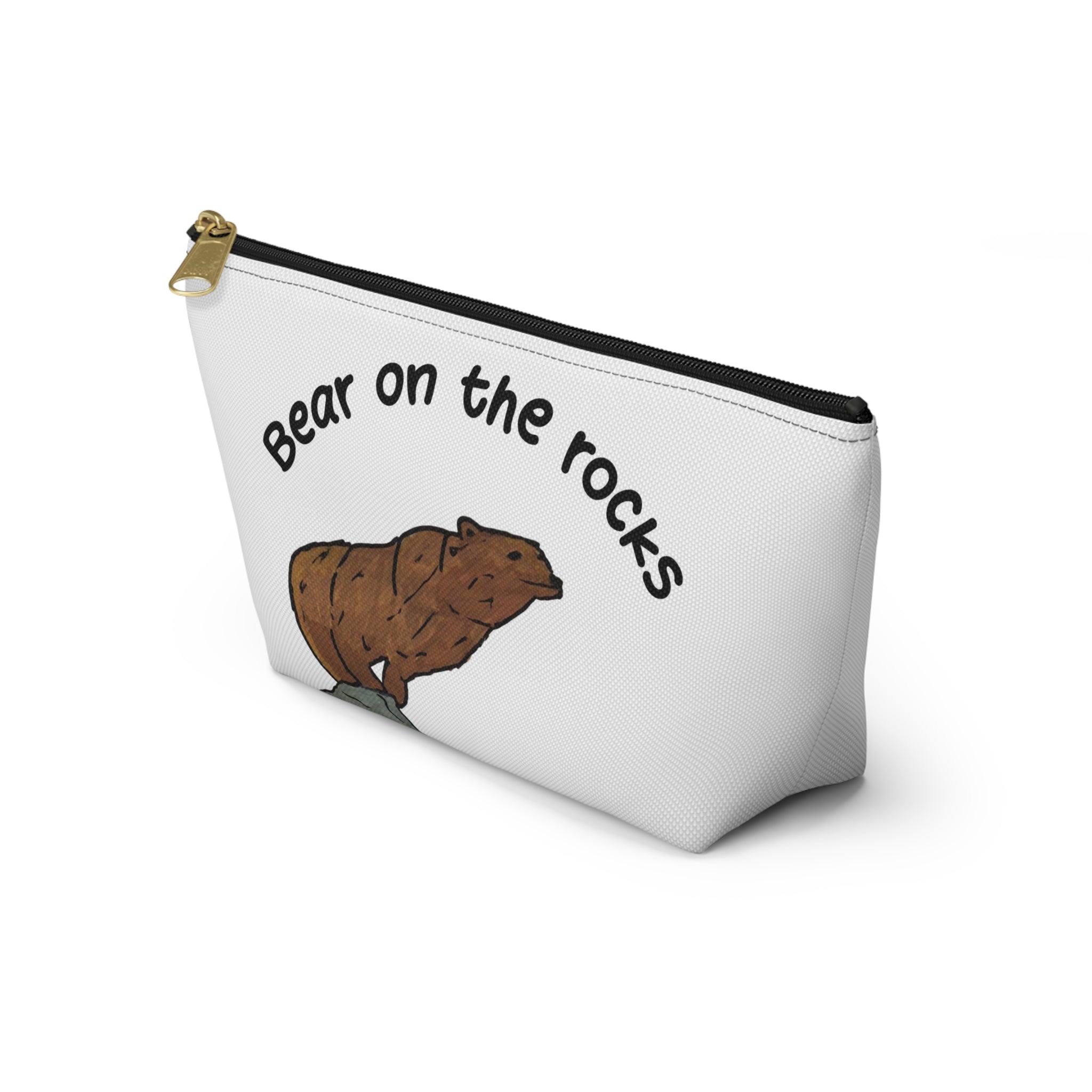Whimsy Grr | Bear on the Rocks Accessory Pouch — Cute Wildlife Makeup & Travel Bag