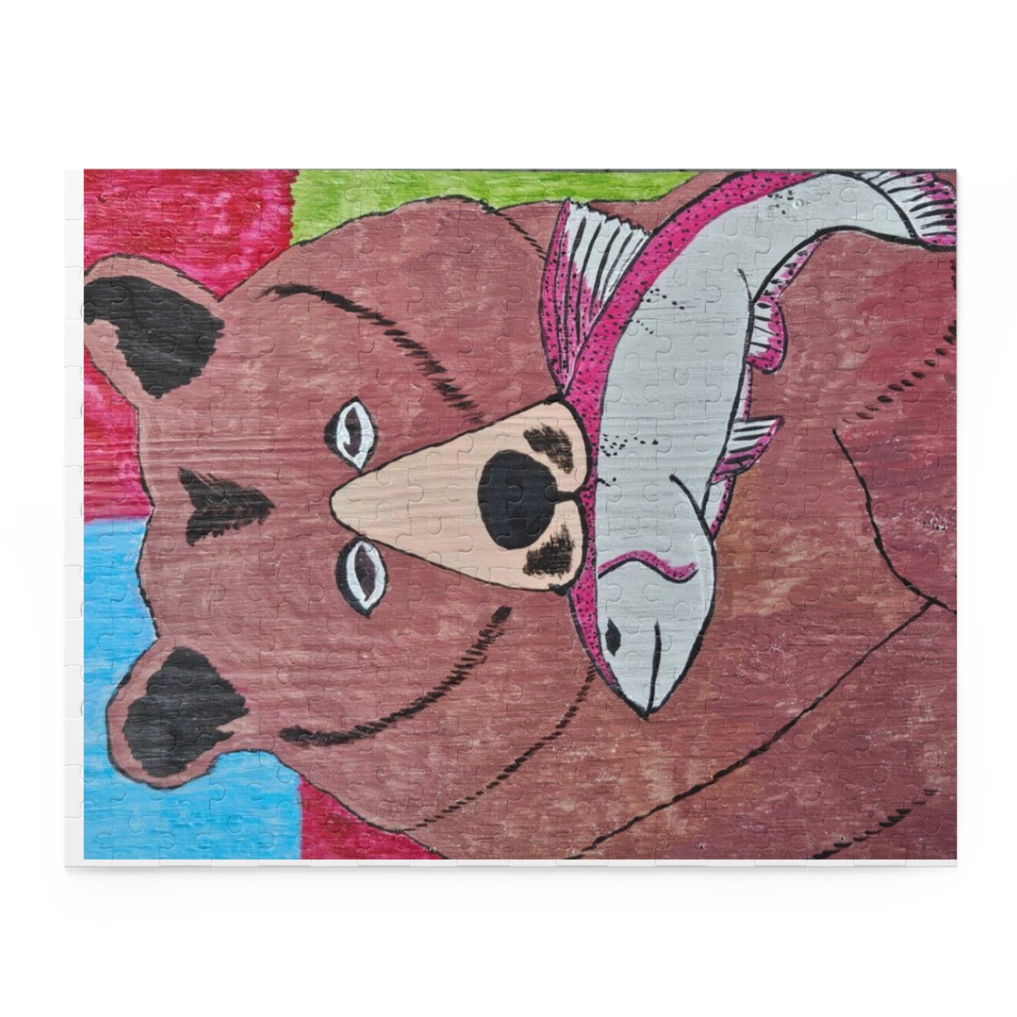 Grizz with a fish Puzzle — Wildlife Jigsaw (120/252/500 pcs)