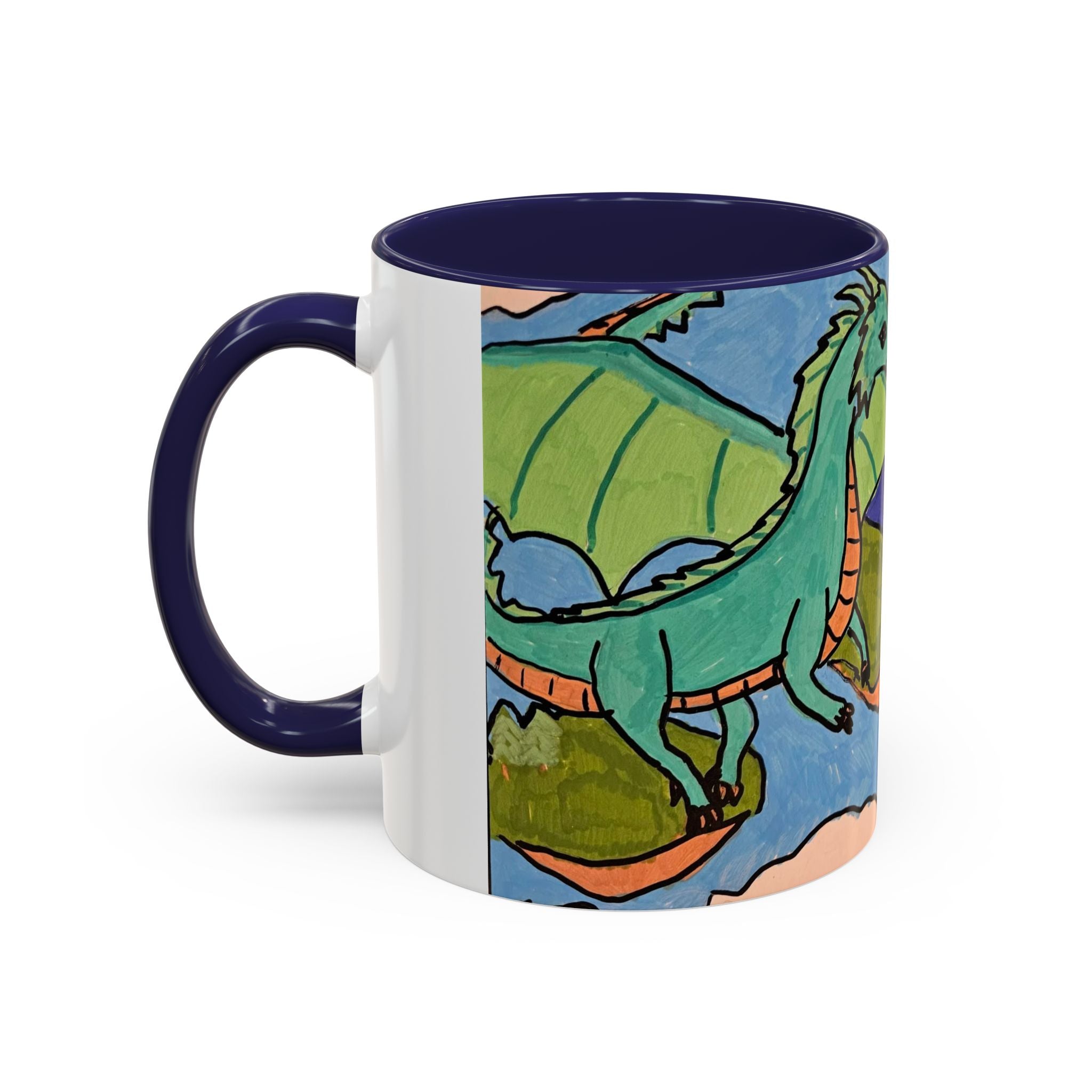 Dragon Landscape 11oz Accent Mug — Fantasy Dragon Art Coffee Mug