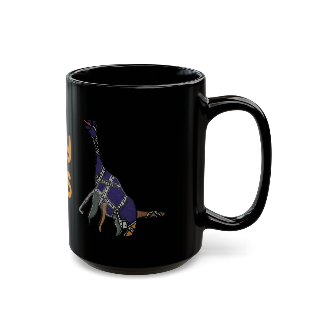 Mummy Saurus Black Coffee Mug – Cute Dinosaur Mom Gift (11oz & 15oz)