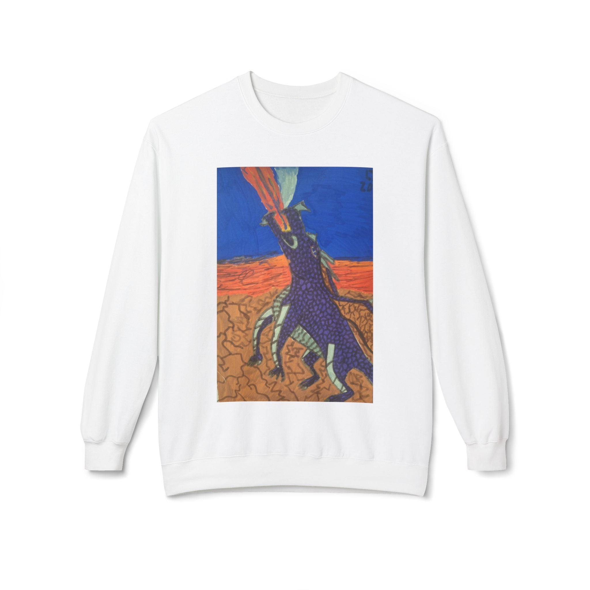Purple Dragon Crewneck Sweatshirt — Colorful Fantasy Art Pullover