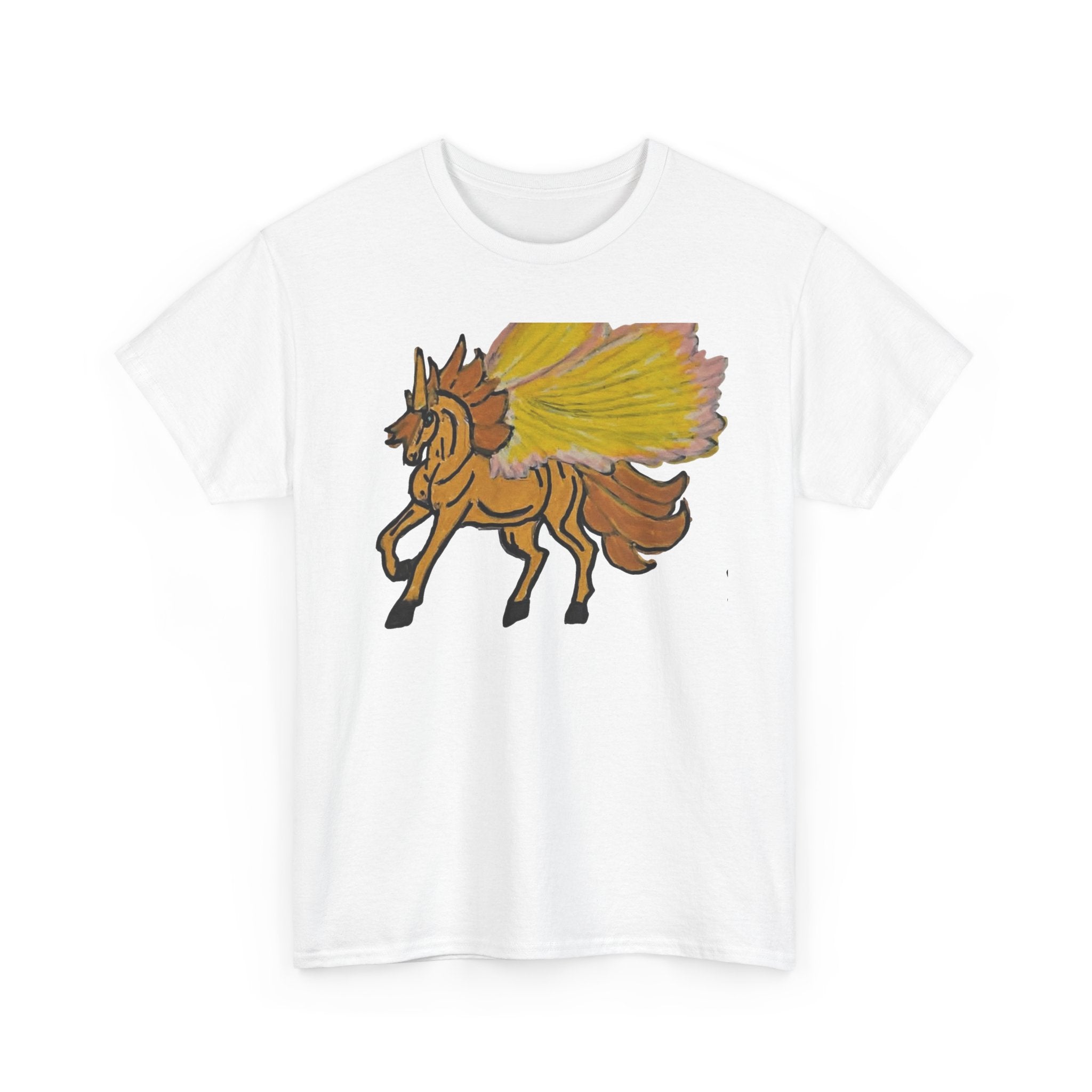 Golden Pegasus Graphic Tee — Mythical Horse Illustration T-Shirt