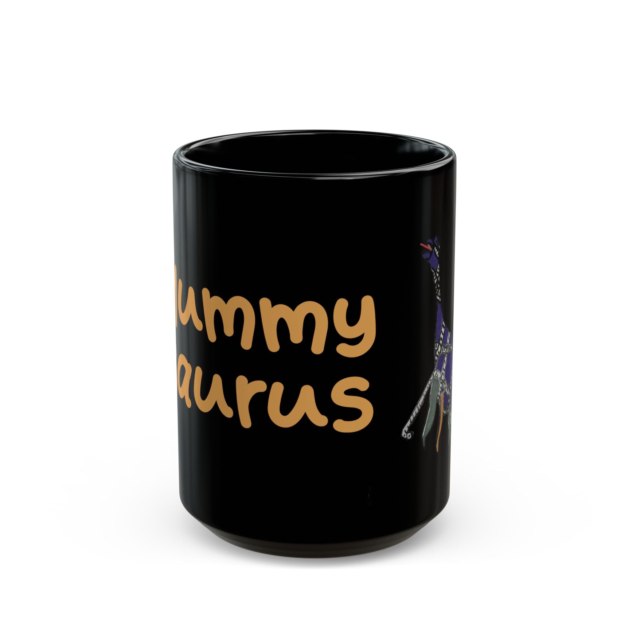 Mummy Saurus Black Coffee Mug – Cute Dinosaur Mom Gift (11oz & 15oz)