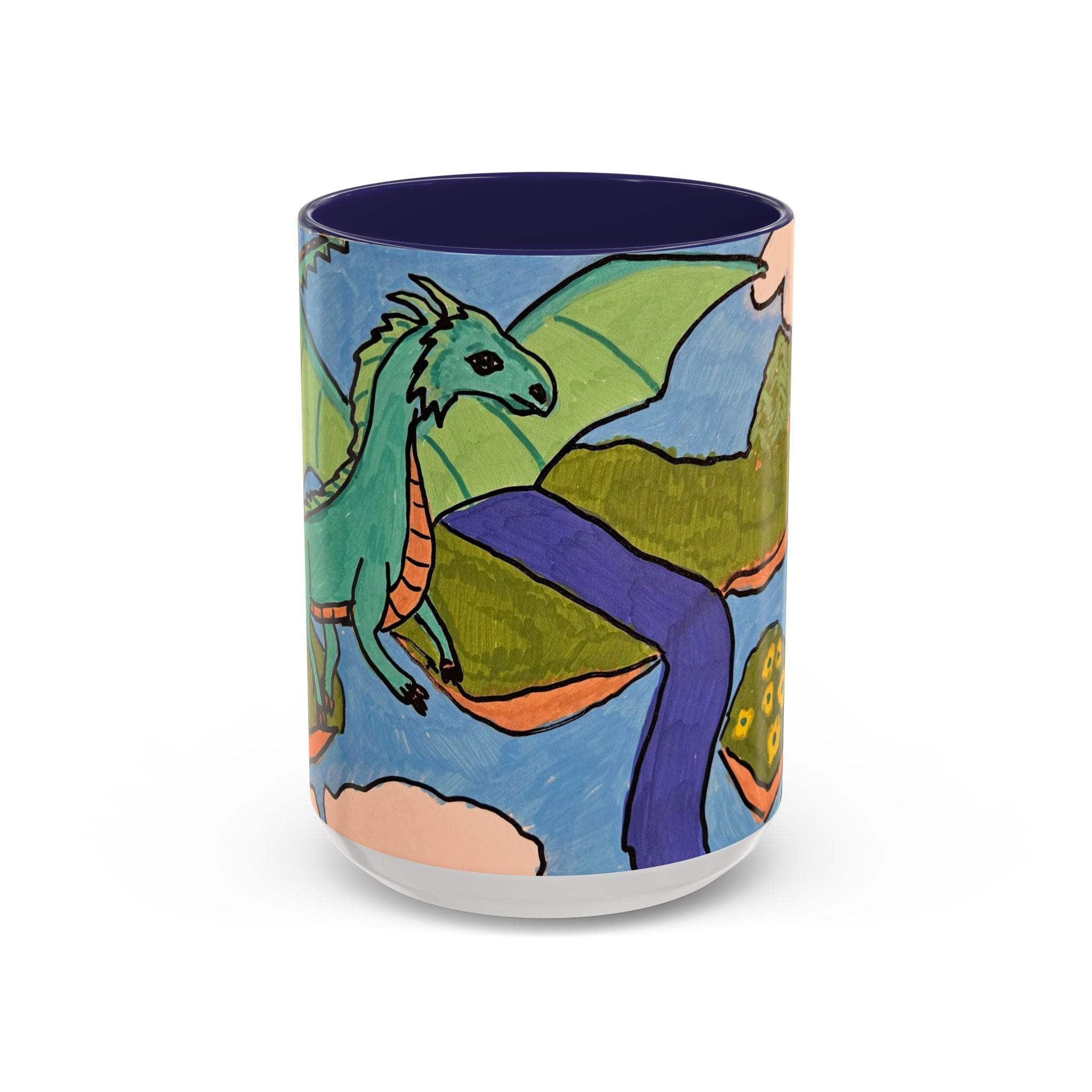 Dragon Landscape 11oz Accent Mug — Fantasy Dragon Art Coffee Mug