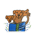 The Cerbie Circle Kiss-Cut Sticker — Cerbie Reading Dogs Laptop Decal