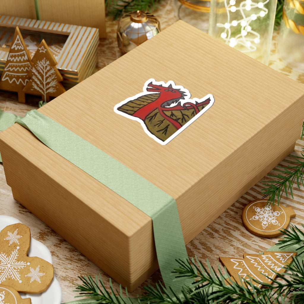 fantasy Red Dragon Kiss-Cut Sticker — Fantasy Laptop & Water Bottle Decal