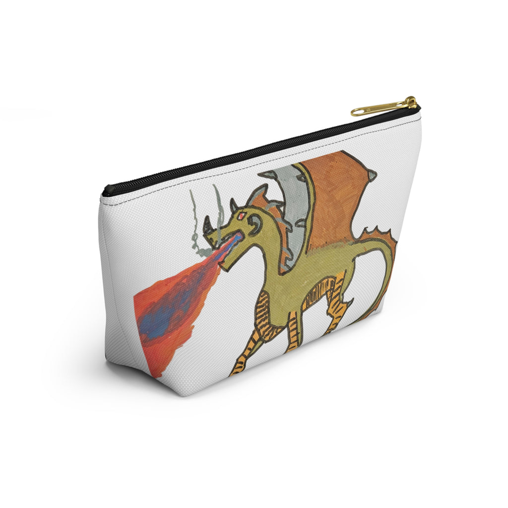 No Wings No Glory Accessory Pouch — Whimsical Hand-Drawn Dragon Makeup Bag