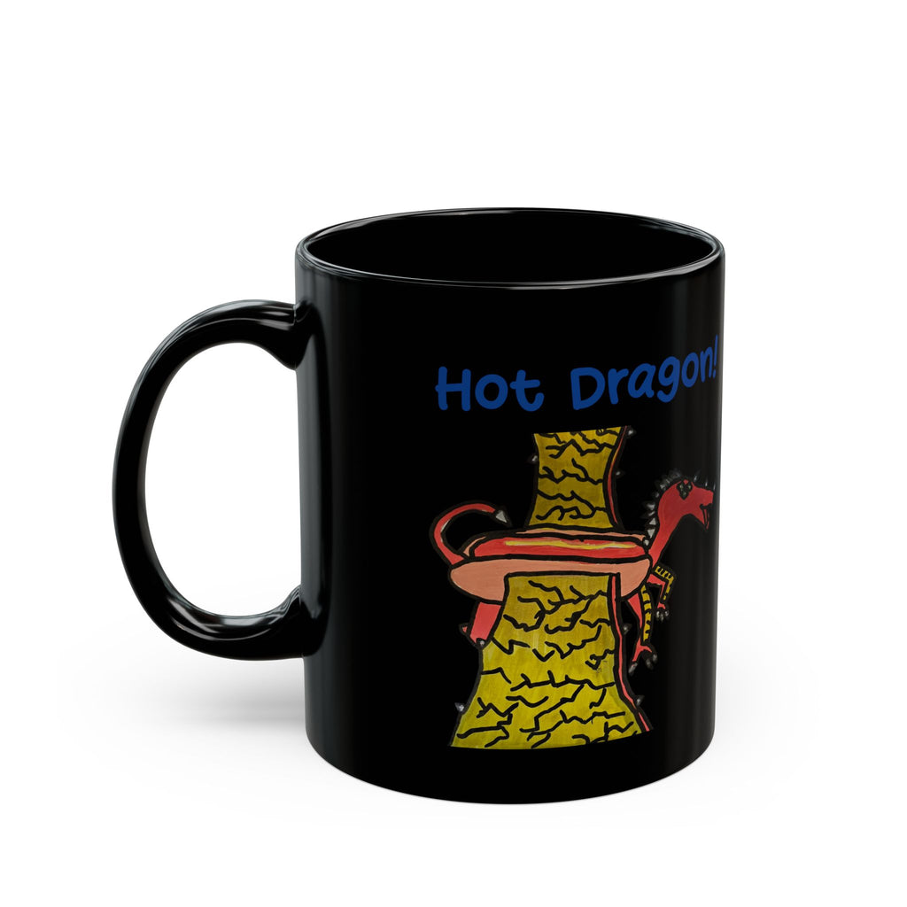 Black Ceramic Mug — fantasy puppy hot dragon Coffee Cup (11oz/15oz)