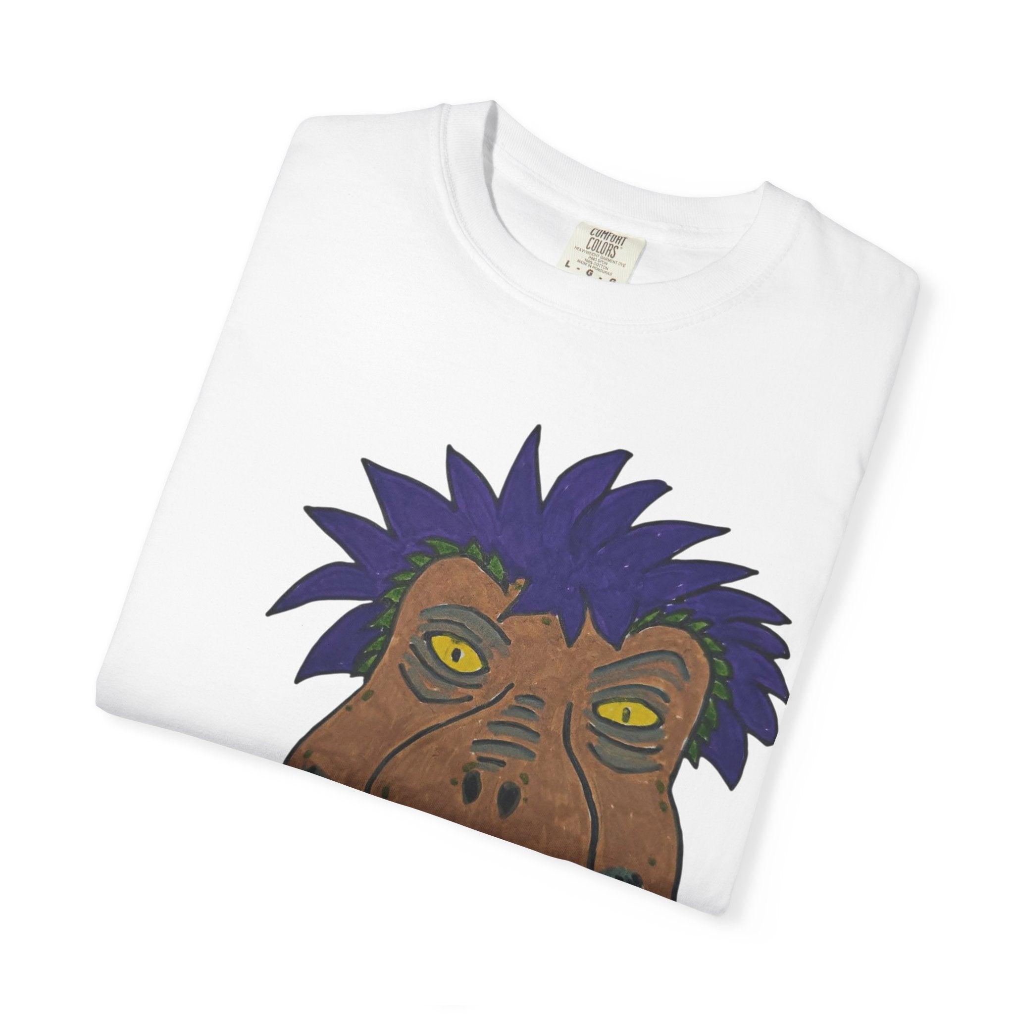 Rexalty Extinct undead caffeinated Graphic T-Shirt — Quirky Hand-Drawn Dinosaur Portrait