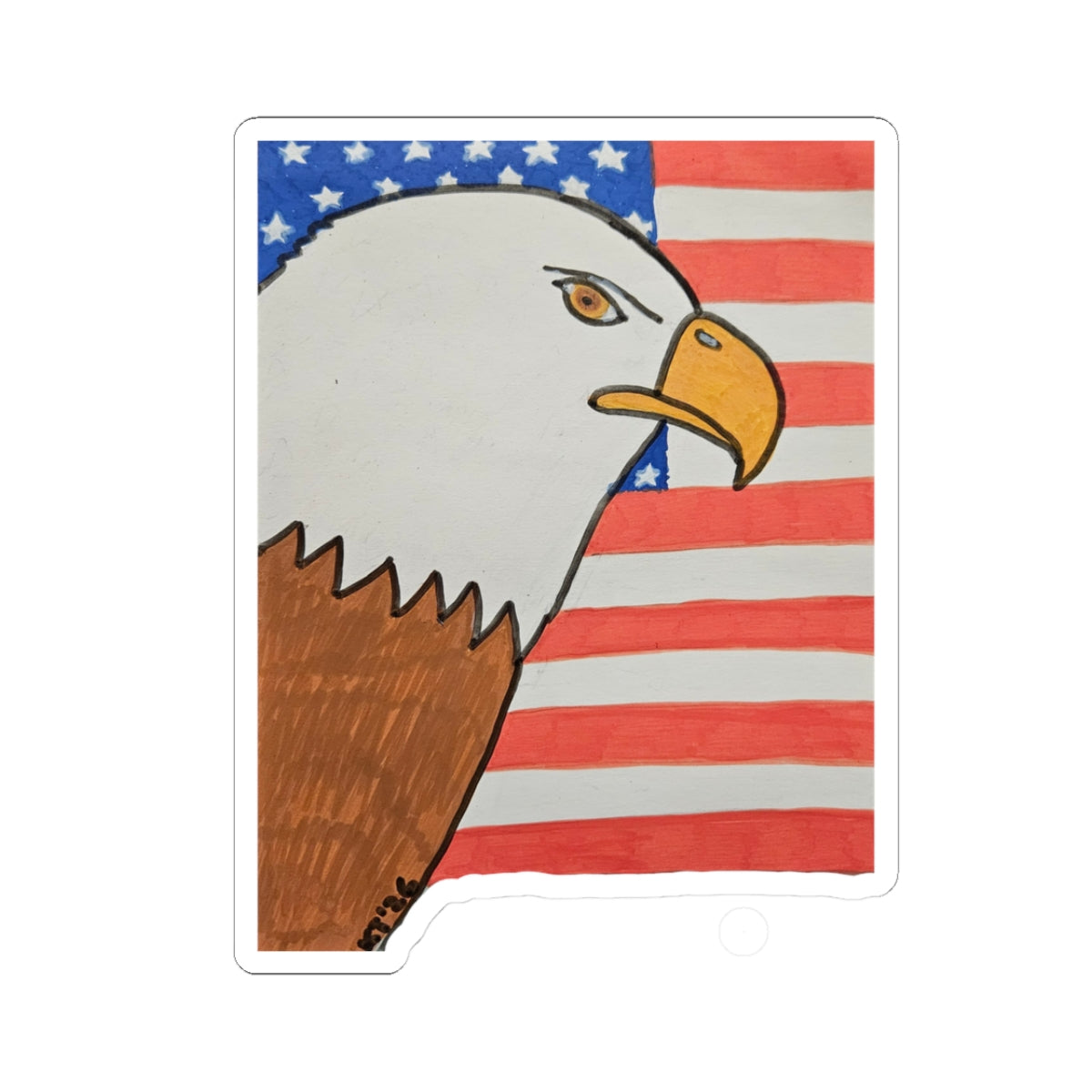 Patriotic Bald Eagle Kiss-Cut Sticker — American Flag Laptop Decal
