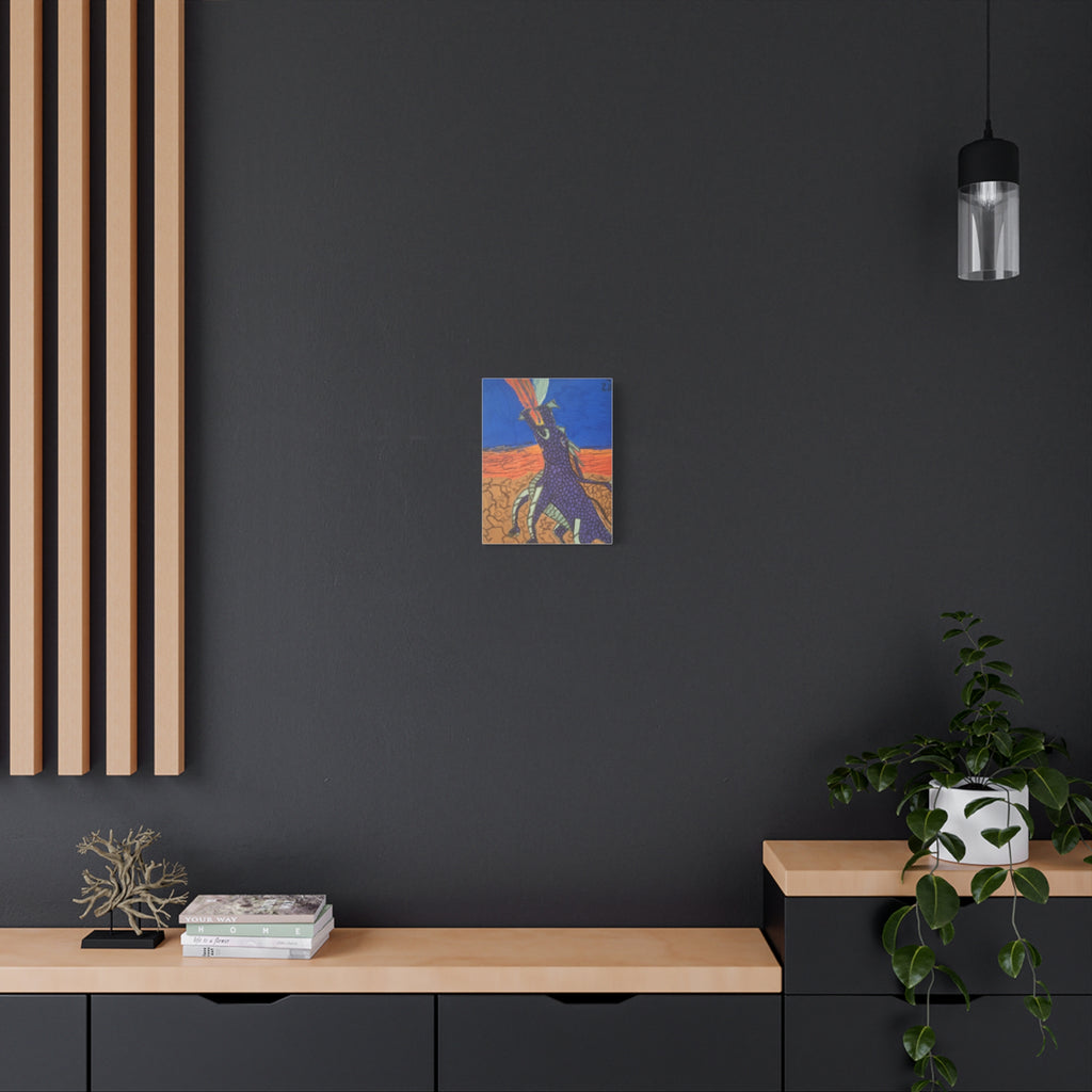 Purple Dragon Matte Canvas Wall Art — Vibrant Mythical Creature Painting, Stretched 1.25"