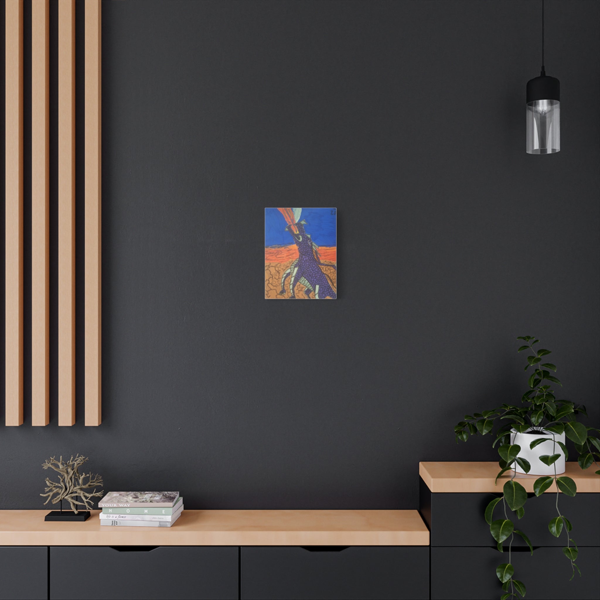 Purple Dragon Matte Canvas Wall Art — Vibrant Mythical Creature Painting, Stretched 1.25"