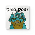 Dino Roar Cork Coaster Set — Cute Blue Triceratops Drink Coasters (4-Pack)