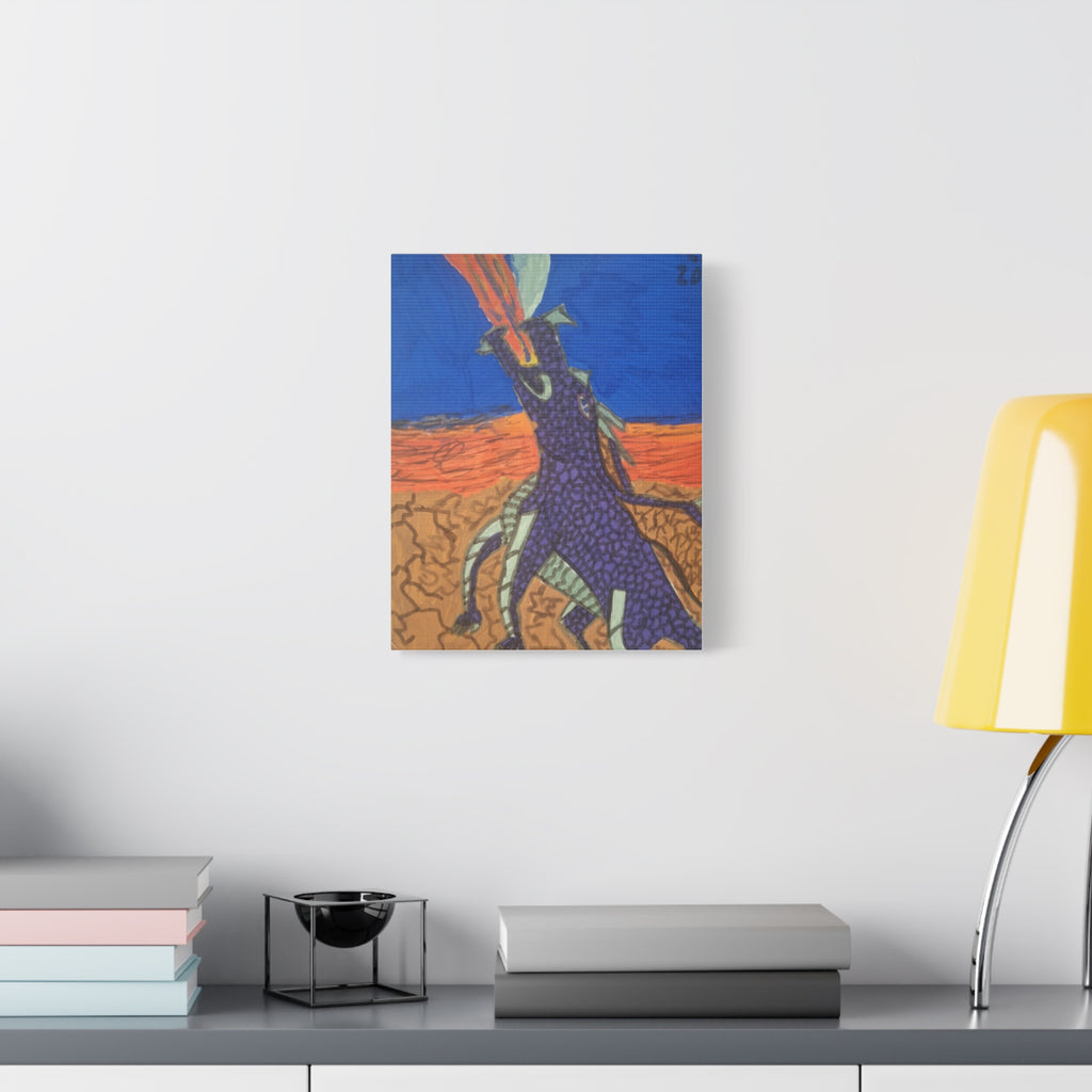 Purple Dragon Matte Canvas Wall Art — Vibrant Mythical Creature Painting, Stretched 1.25"