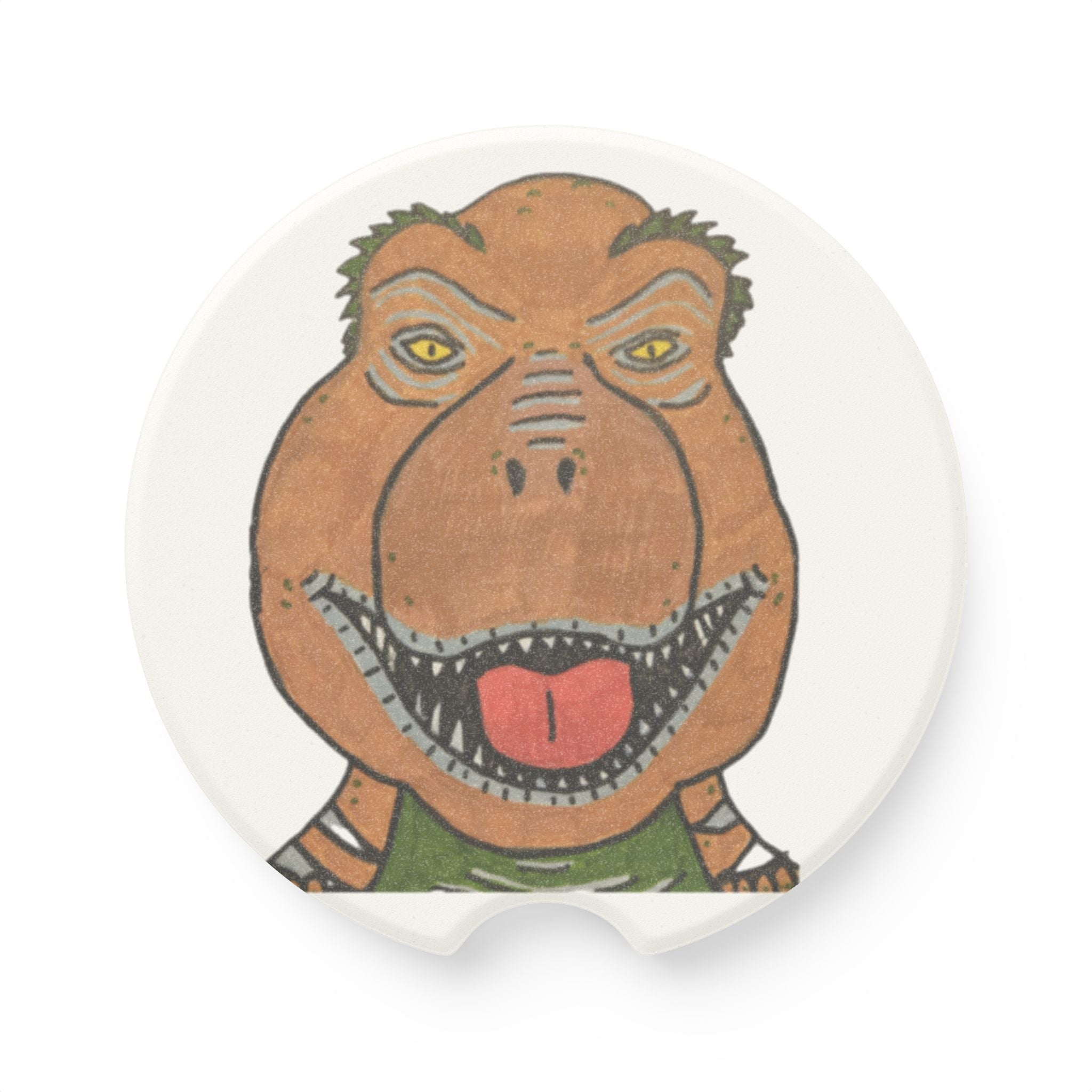 Rexalty the Tea Rex Soapstone Car Coaster — Funny Dinosaur Cupholder Drink Holder