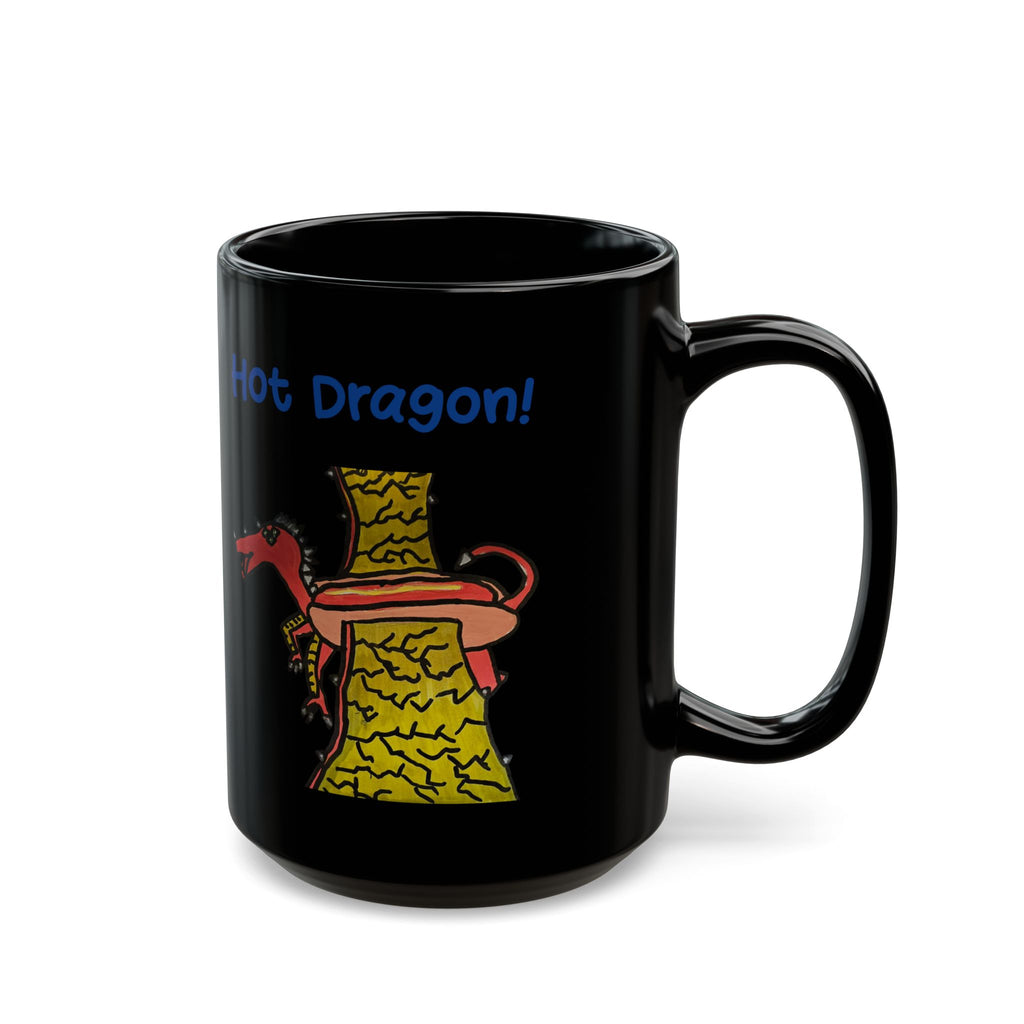 Black Ceramic Mug — fantasy puppy hot dragon Coffee Cup (11oz/15oz)