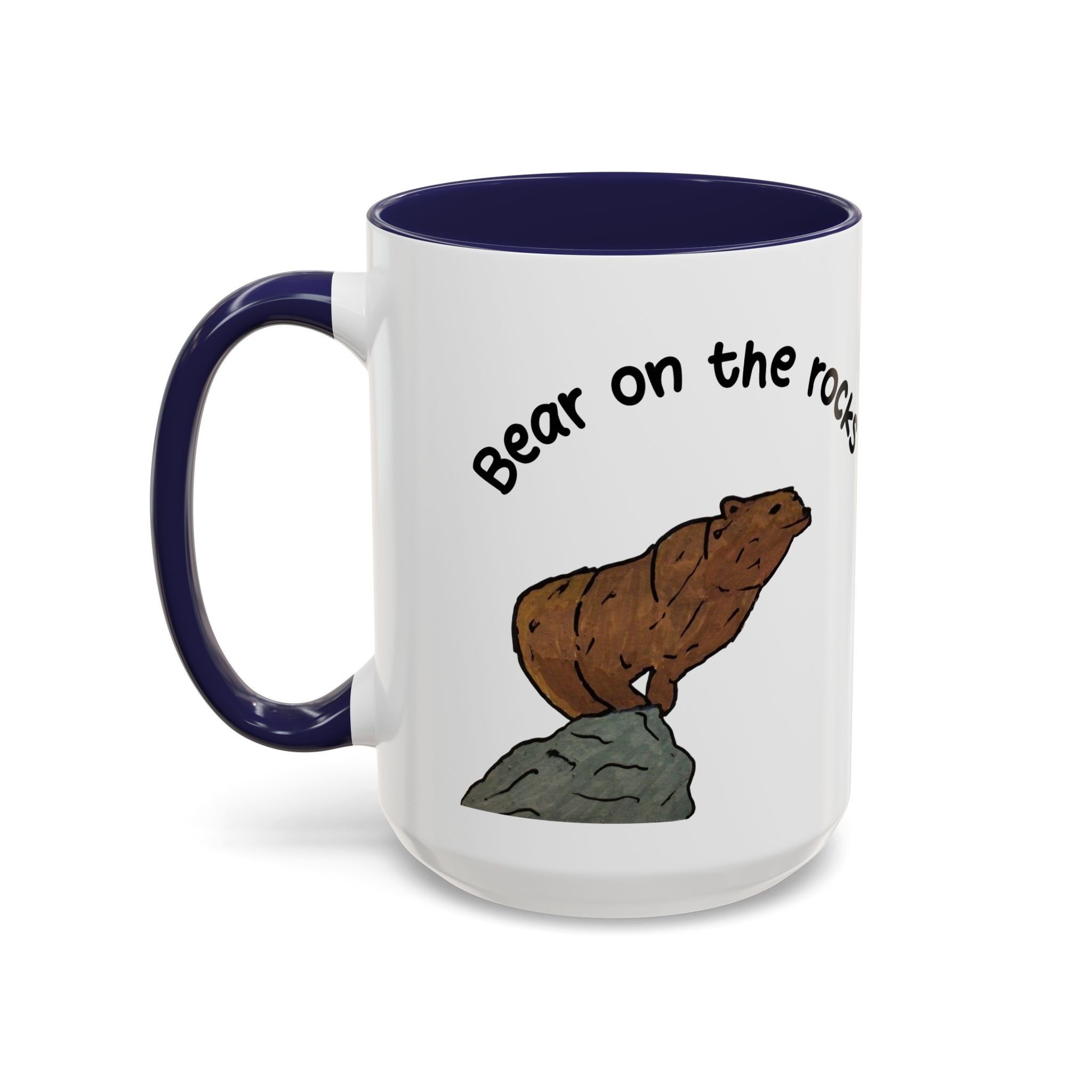 Rocky | Bear on the Rocks Accent Mug (11oz & 15oz) — Whimsy Grr