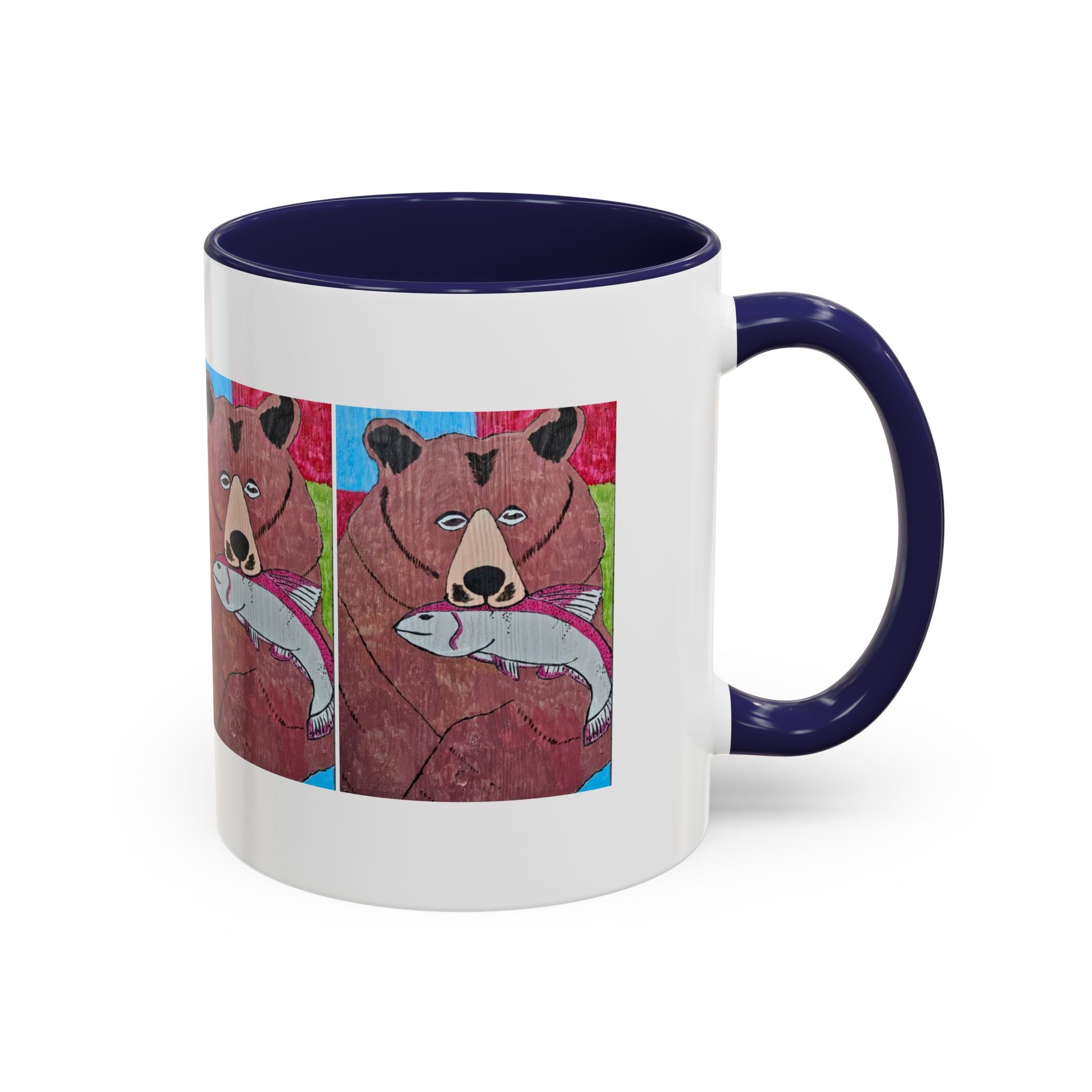 Whimsy Grr | Griffish the Grizz Accent Mug (11oz & 15oz) — Grizz with a Fish Coffee Mug