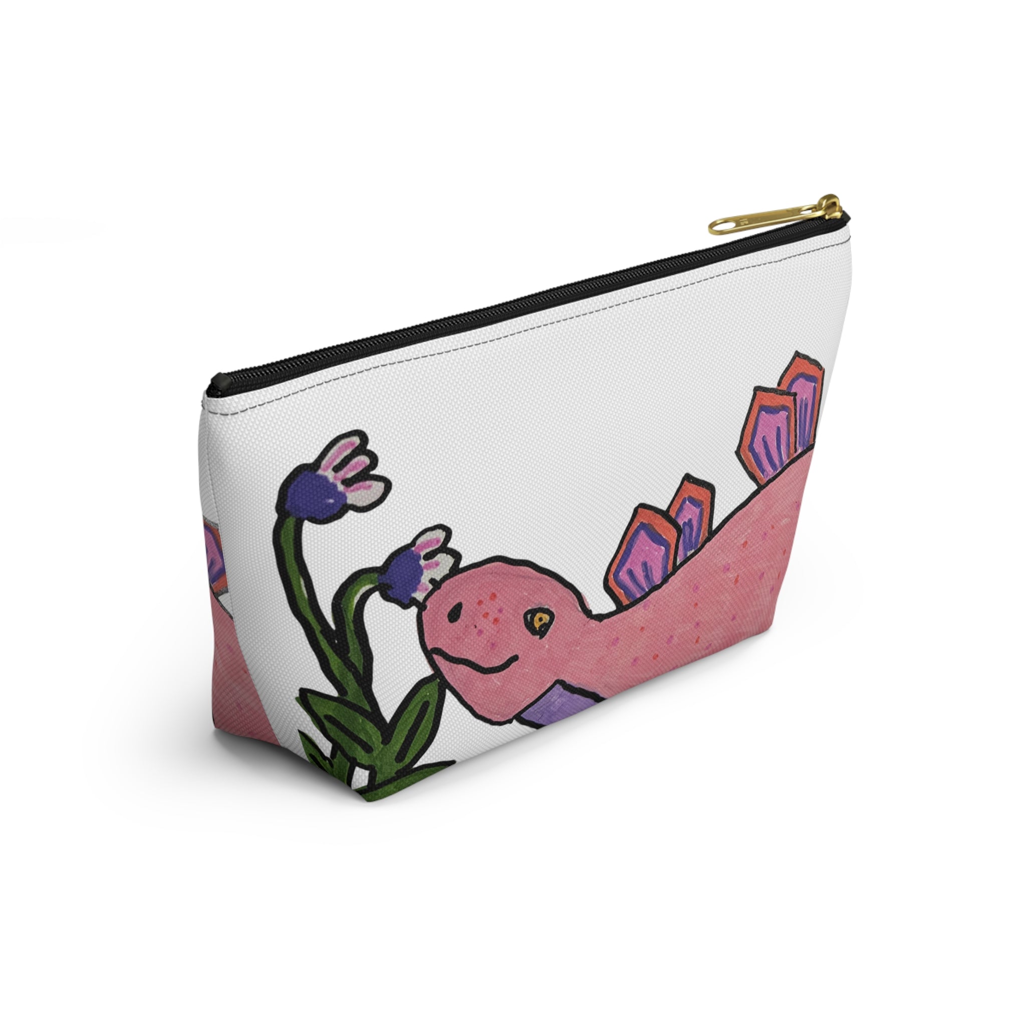 Pinky the Pink Stegosaurus Accessory Pouch — Cute Dino Makeup & Travel Bag