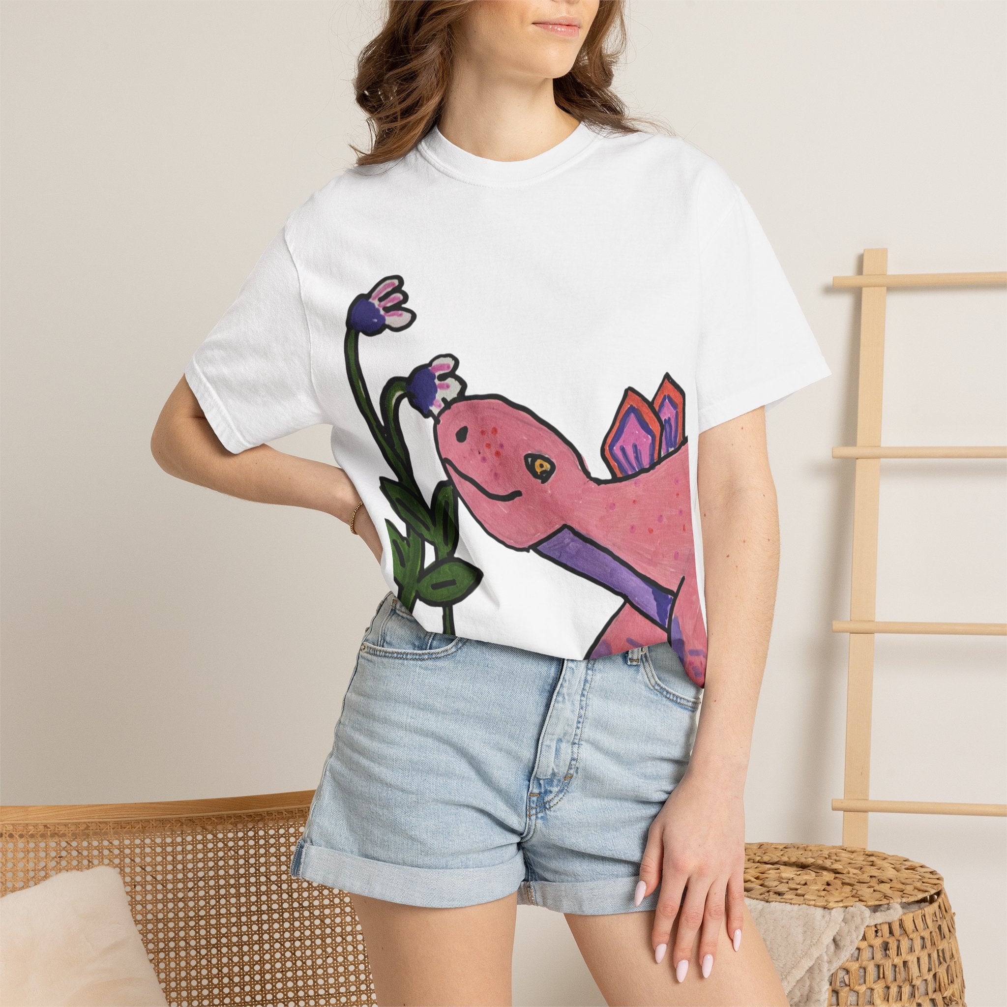 Pink Stegosaurus Unisex Garment-Dyed T-shirt