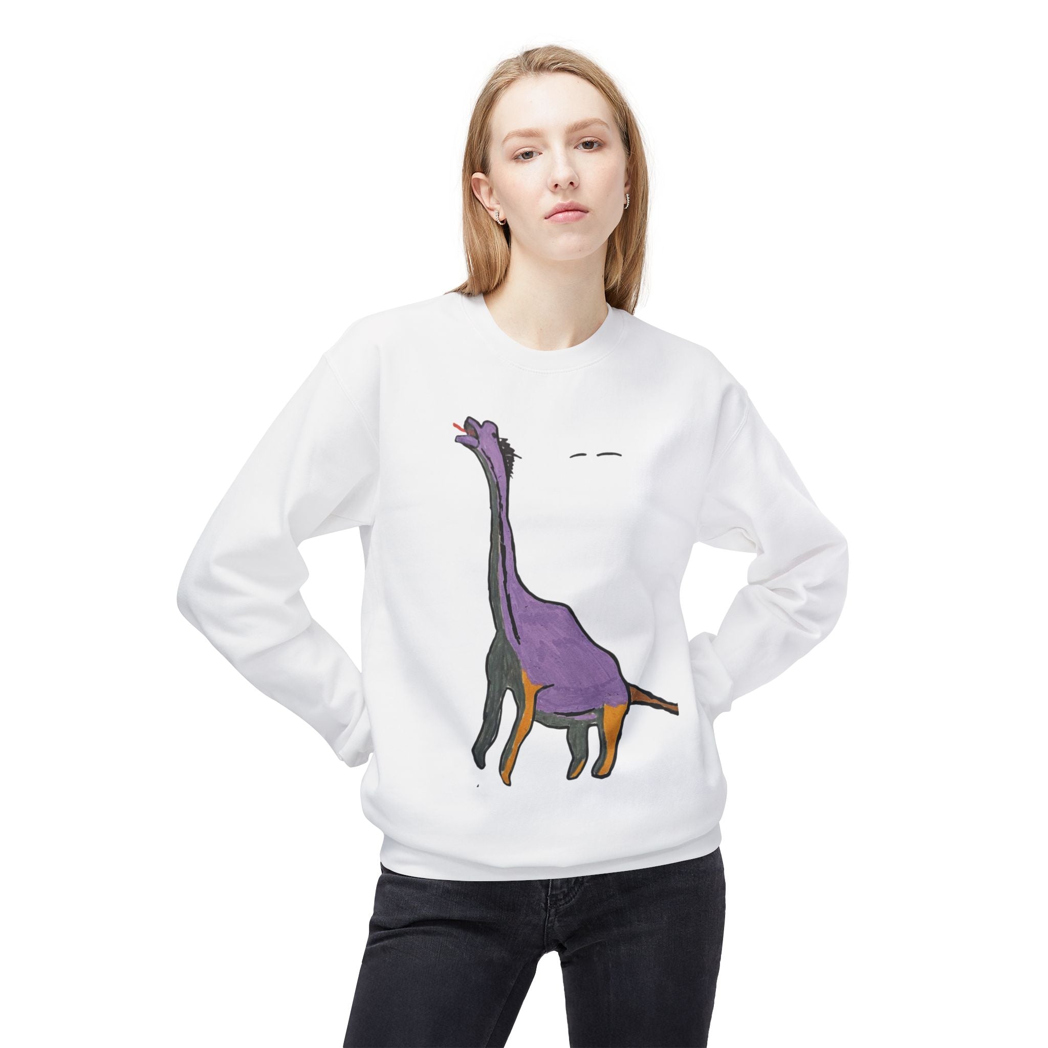 Dino Roar | Brachy the Brachiosaurus Crewneck Sweatshirt — Whimsical Dinosaur Pullover