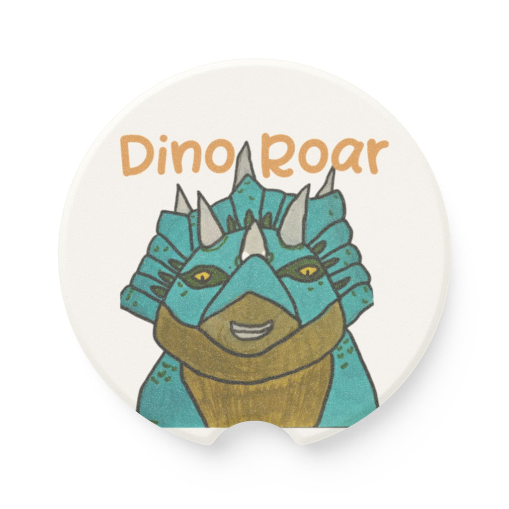 Dino Roar | Cera the Triceratops Soapstone Car Coaster — Cute Dino Cupholder Drink Holder