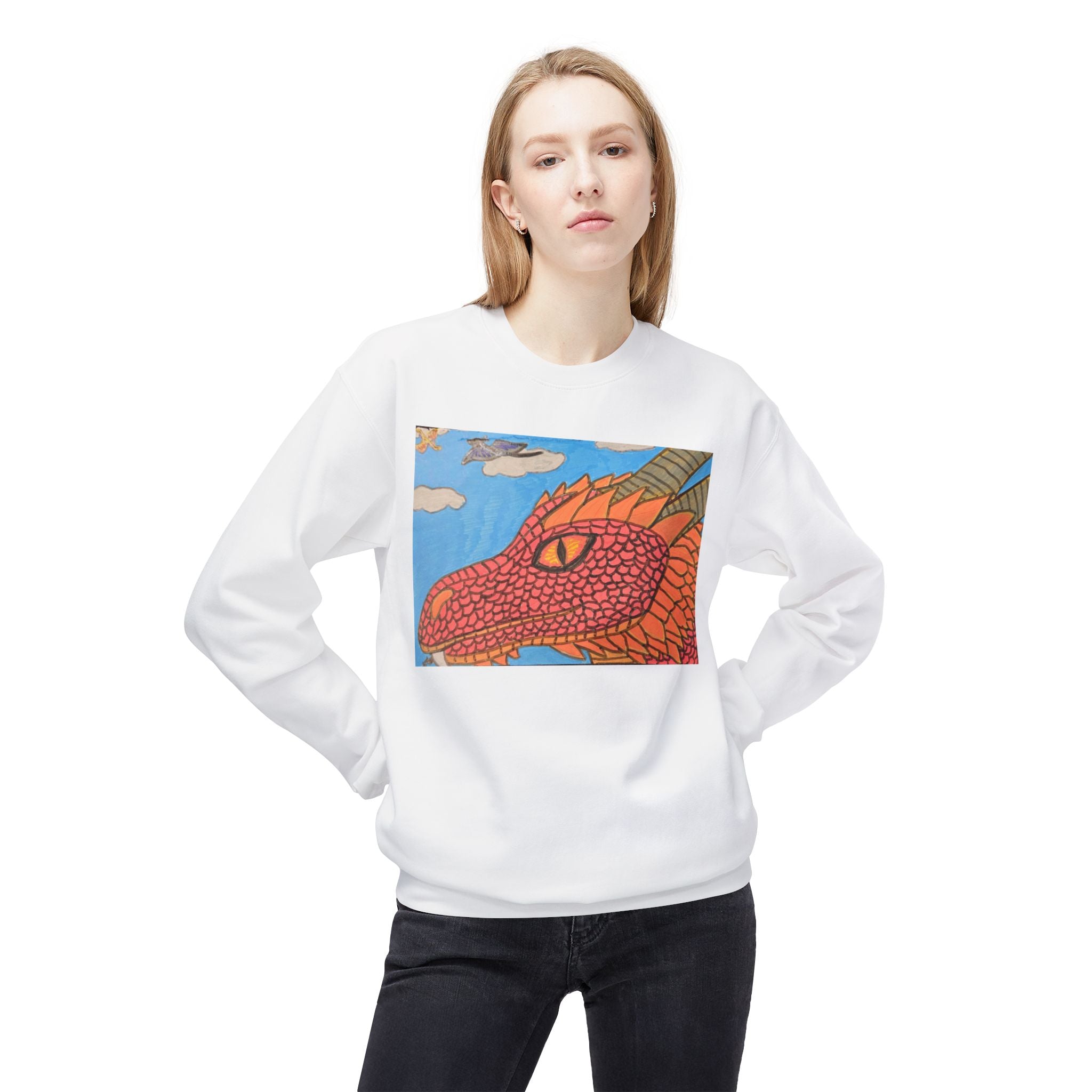 Dragon Sky Crewneck Sweatshirt — Colorful Mythical Art Pullover