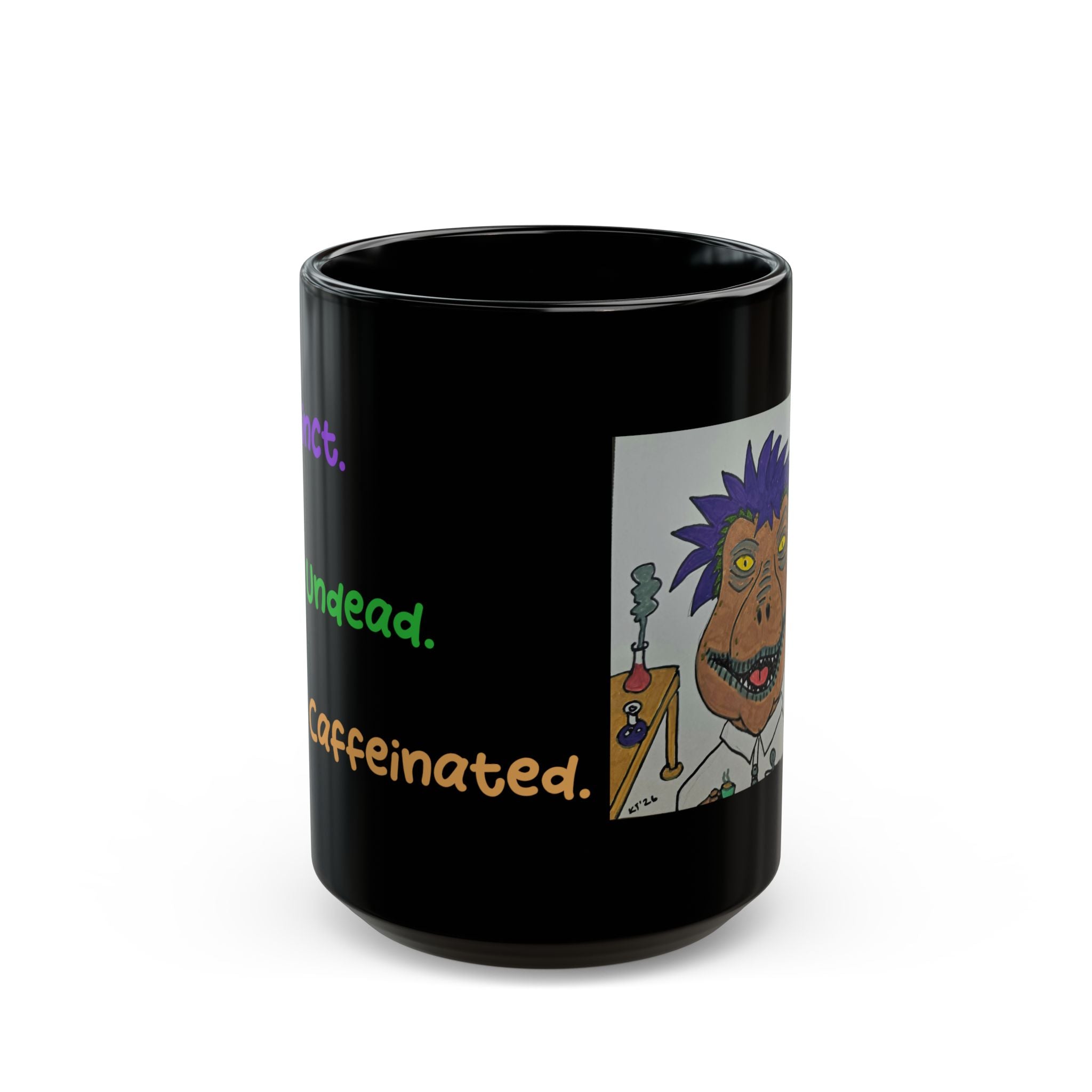 rexalty extinct undead caffeinated halloween accent mug 11 and 15oz