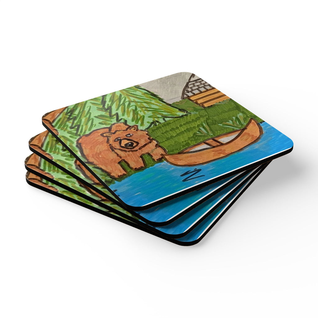 Whimsy Grr | Cabin Bear Cork Coaster Set