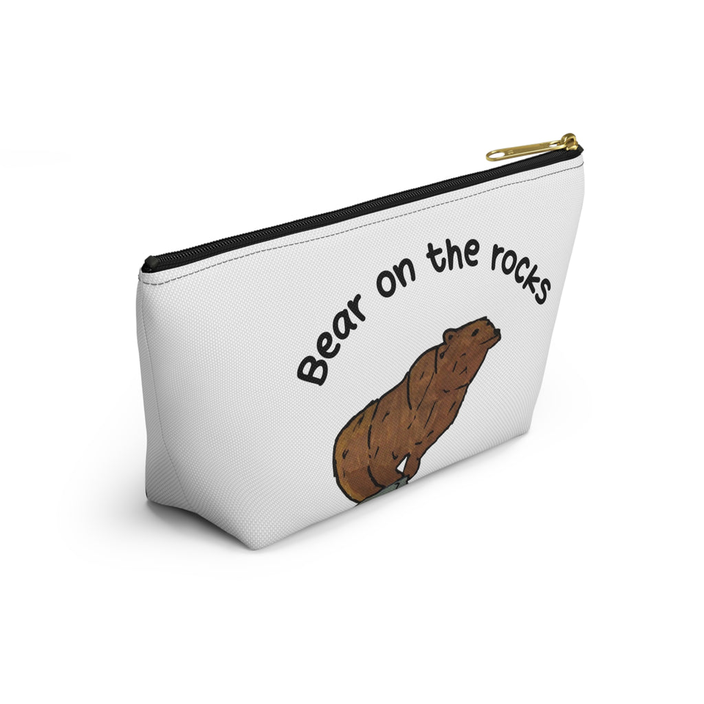 Whimsy Grr | Bear on the Rocks Accessory Pouch — Cute Wildlife Makeup & Travel Bag