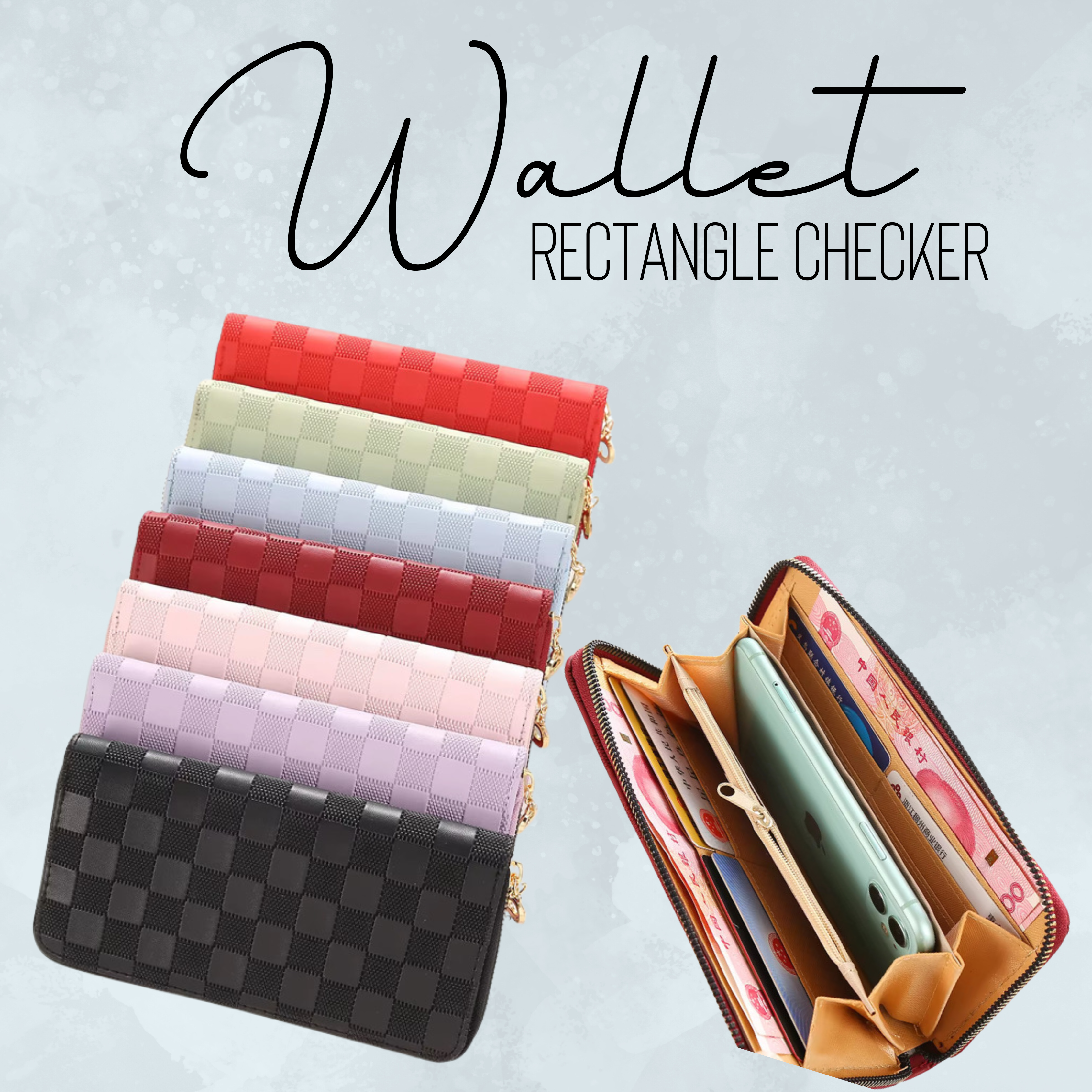 Wallet - Faux Leather - Checkered