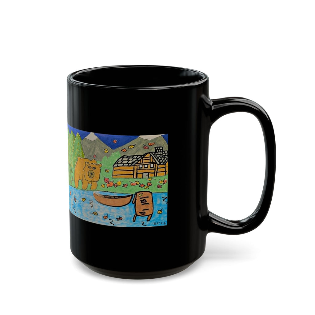 Bugsy Fall Cabin Mug — Rustic Forest Camping Coffee Cup (11oz/15oz)